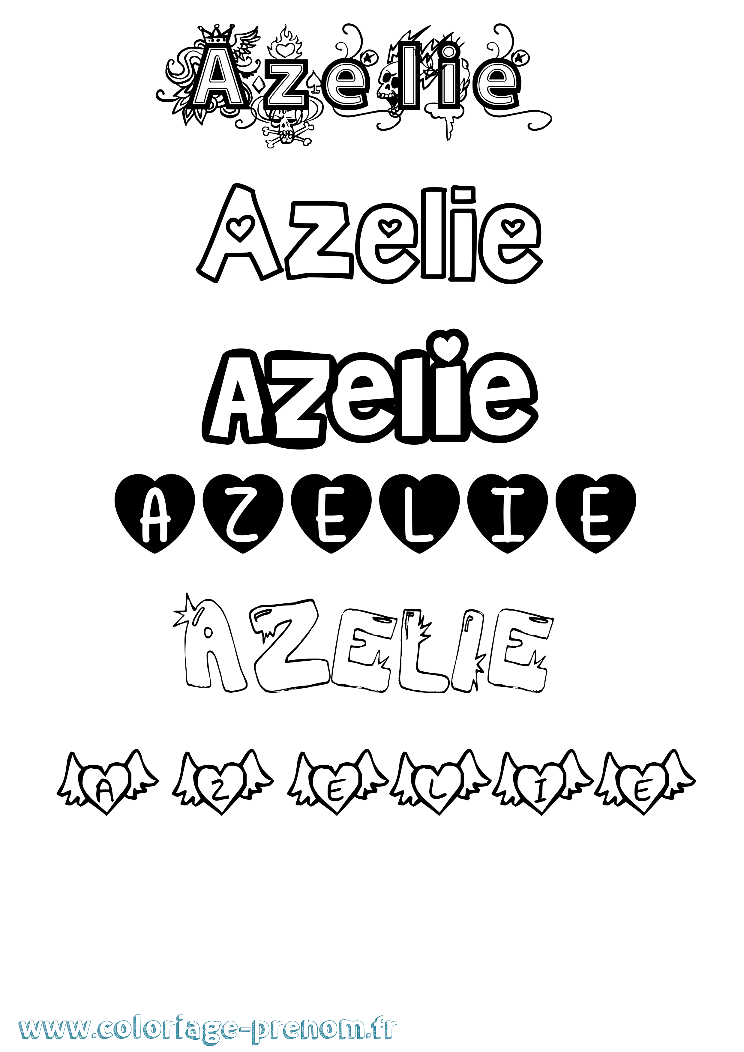 Coloriage prénom Azelie Girly