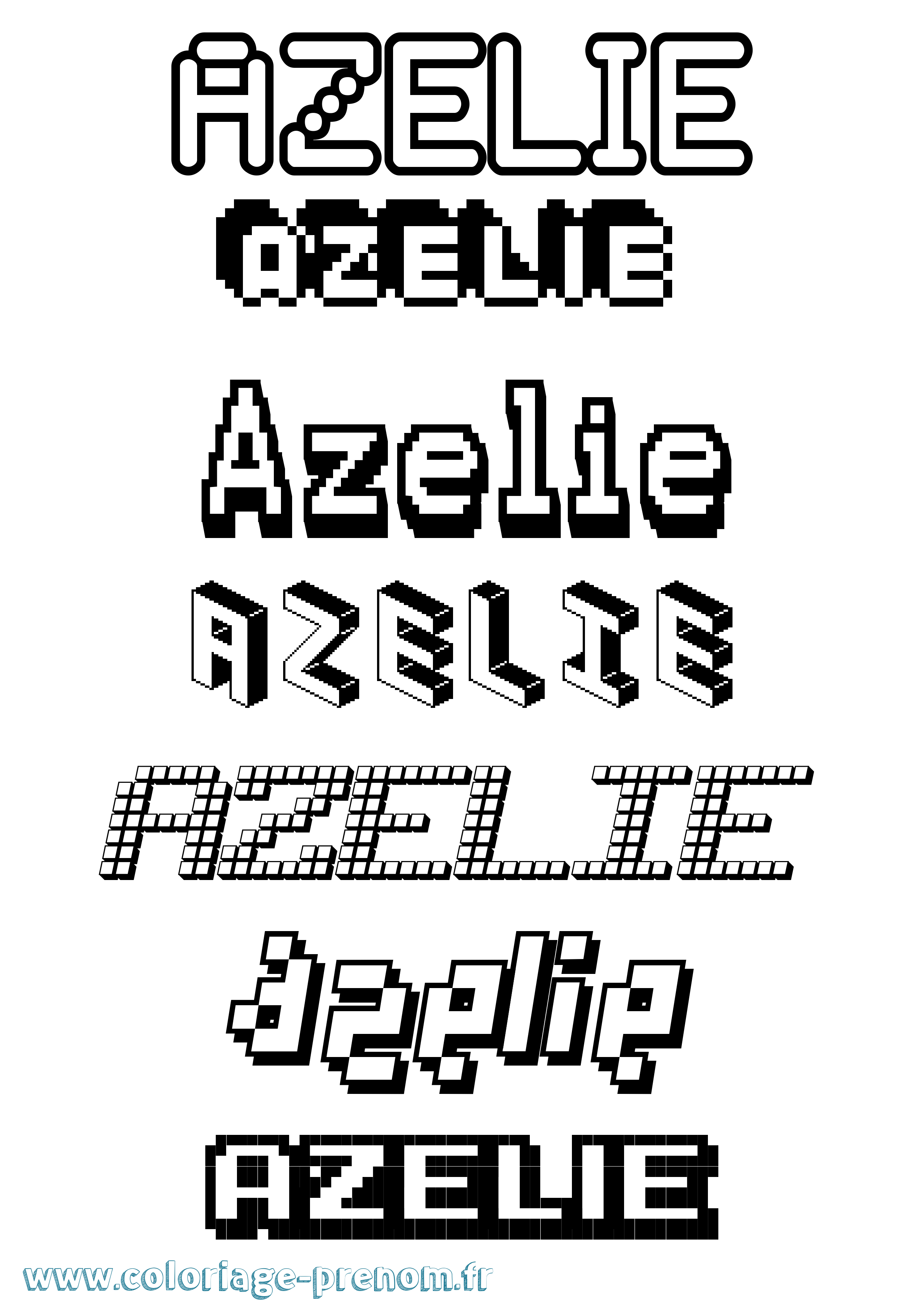 Coloriage prénom Azelie Pixel