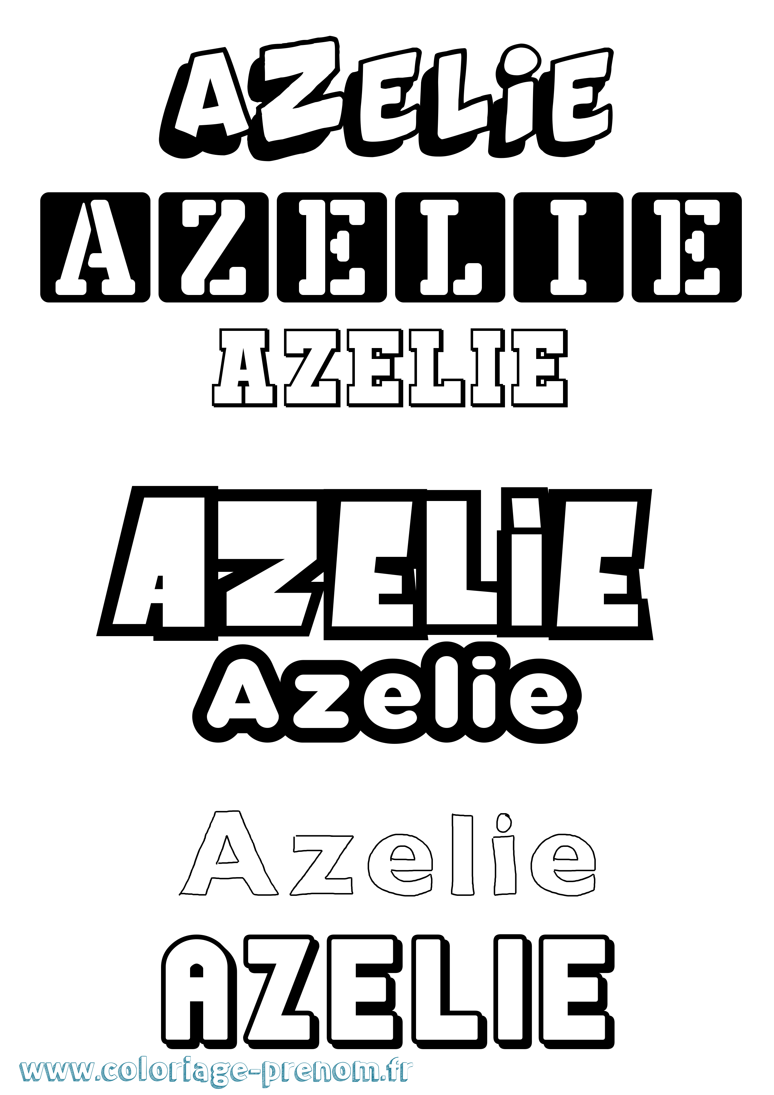 Coloriage prénom Azelie Simple