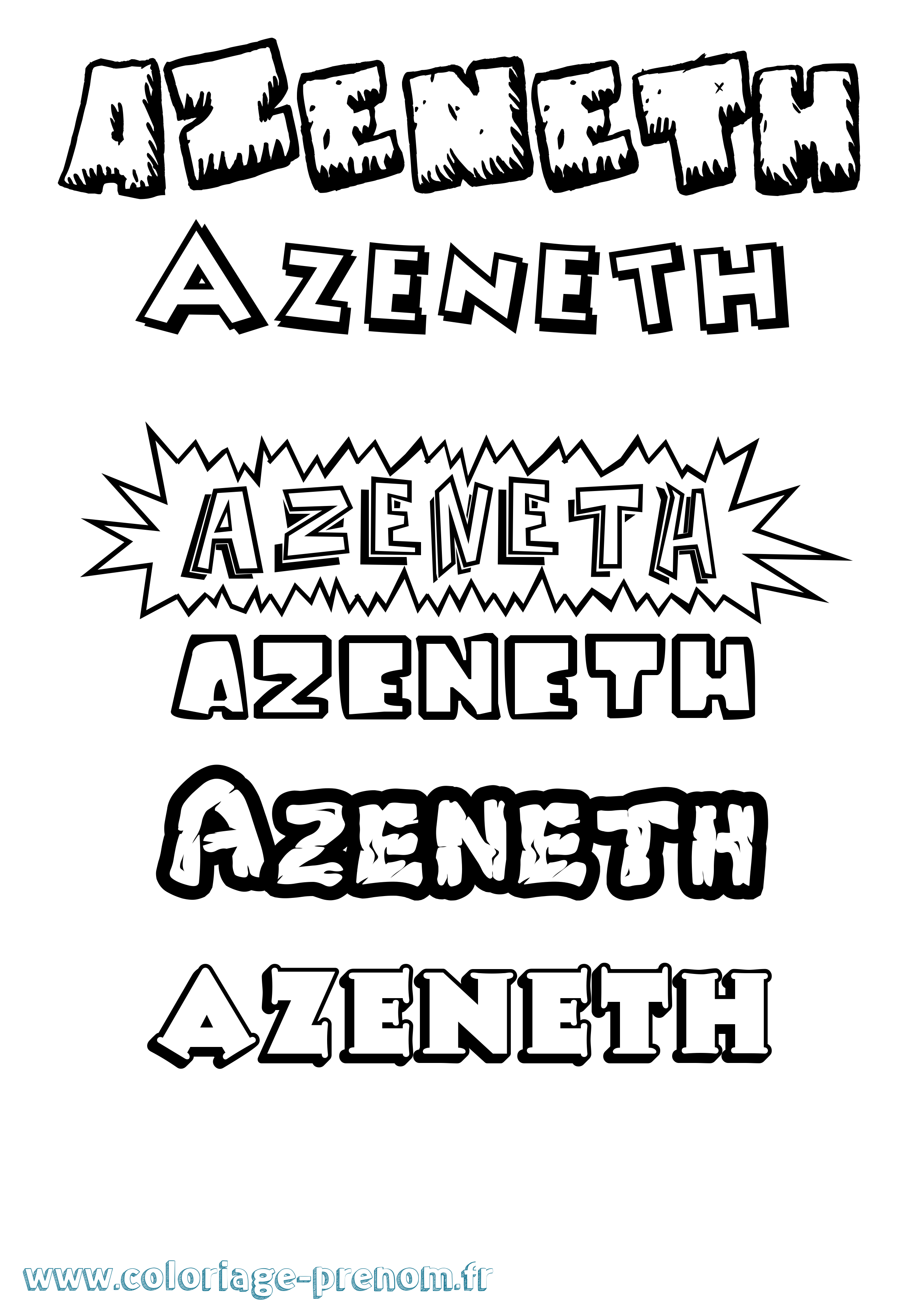 Coloriage prénom Azeneth Dessin Animé