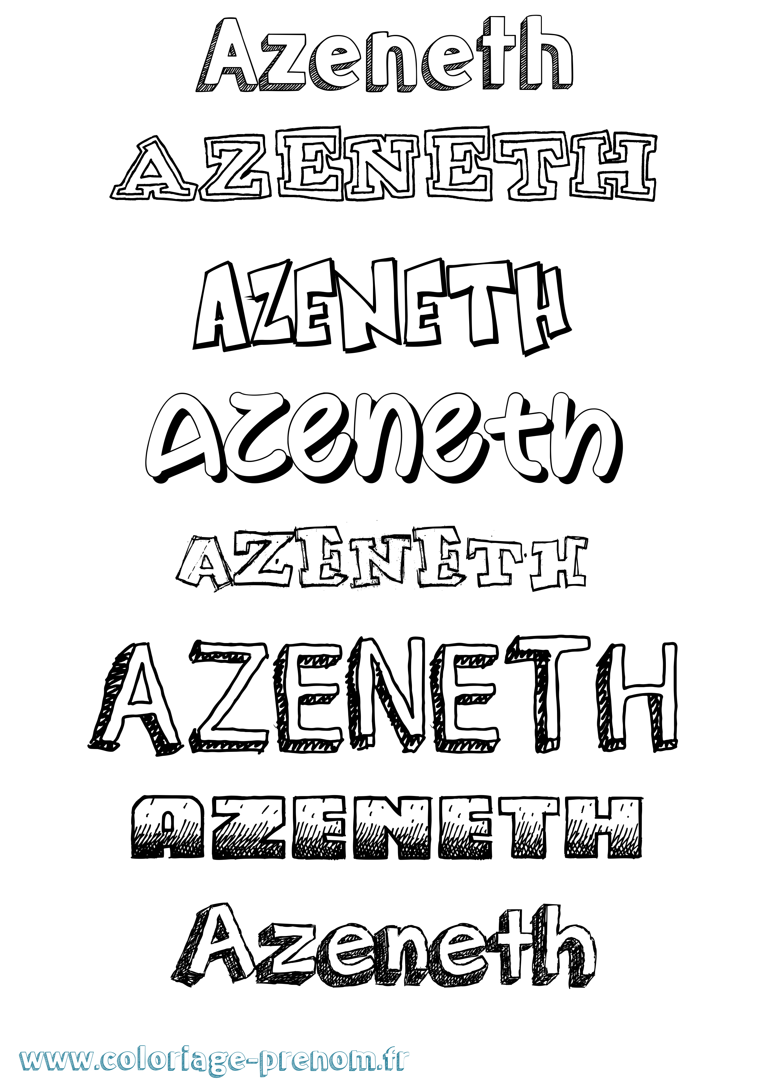 Coloriage prénom Azeneth Dessiné
