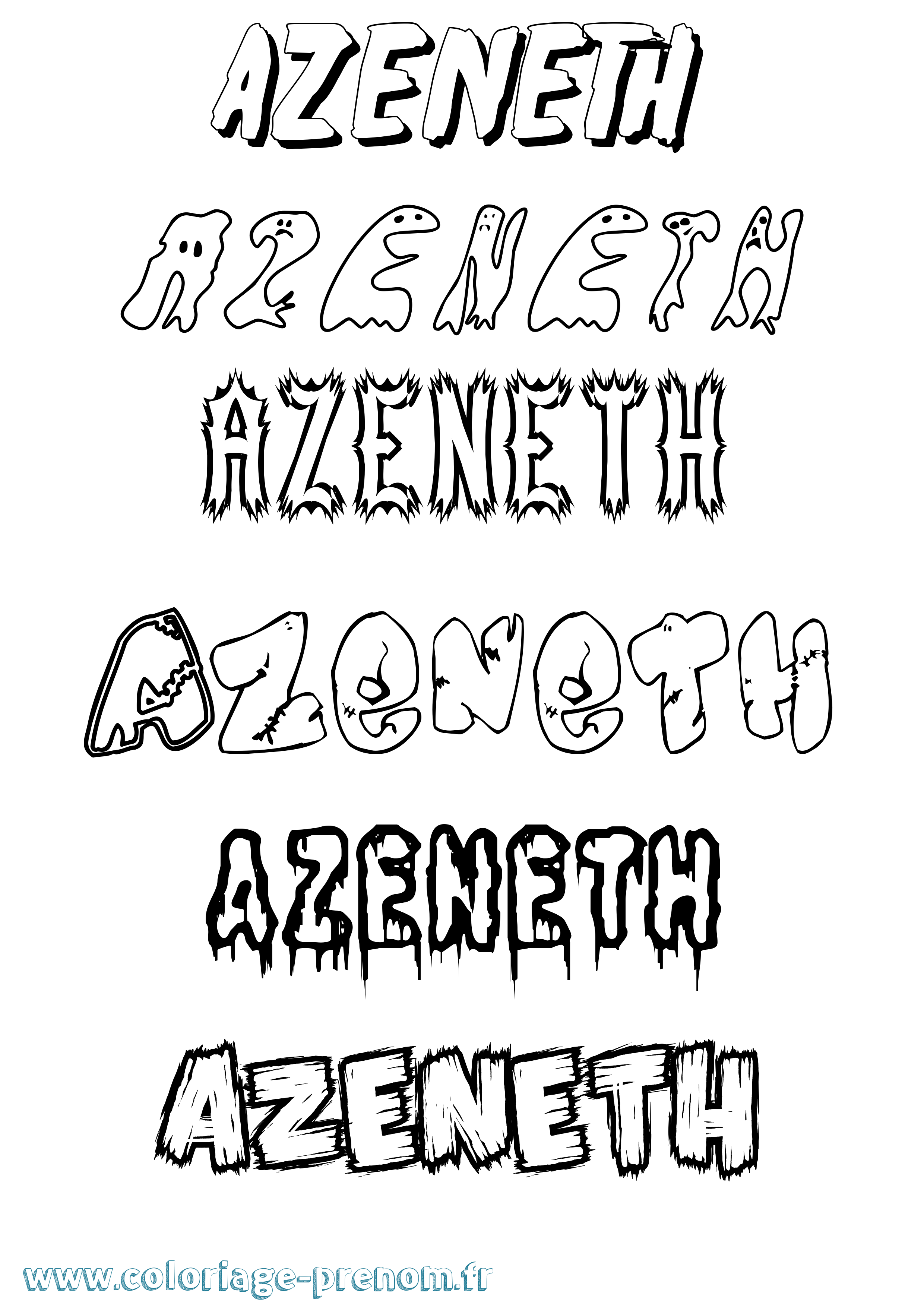 Coloriage prénom Azeneth Frisson