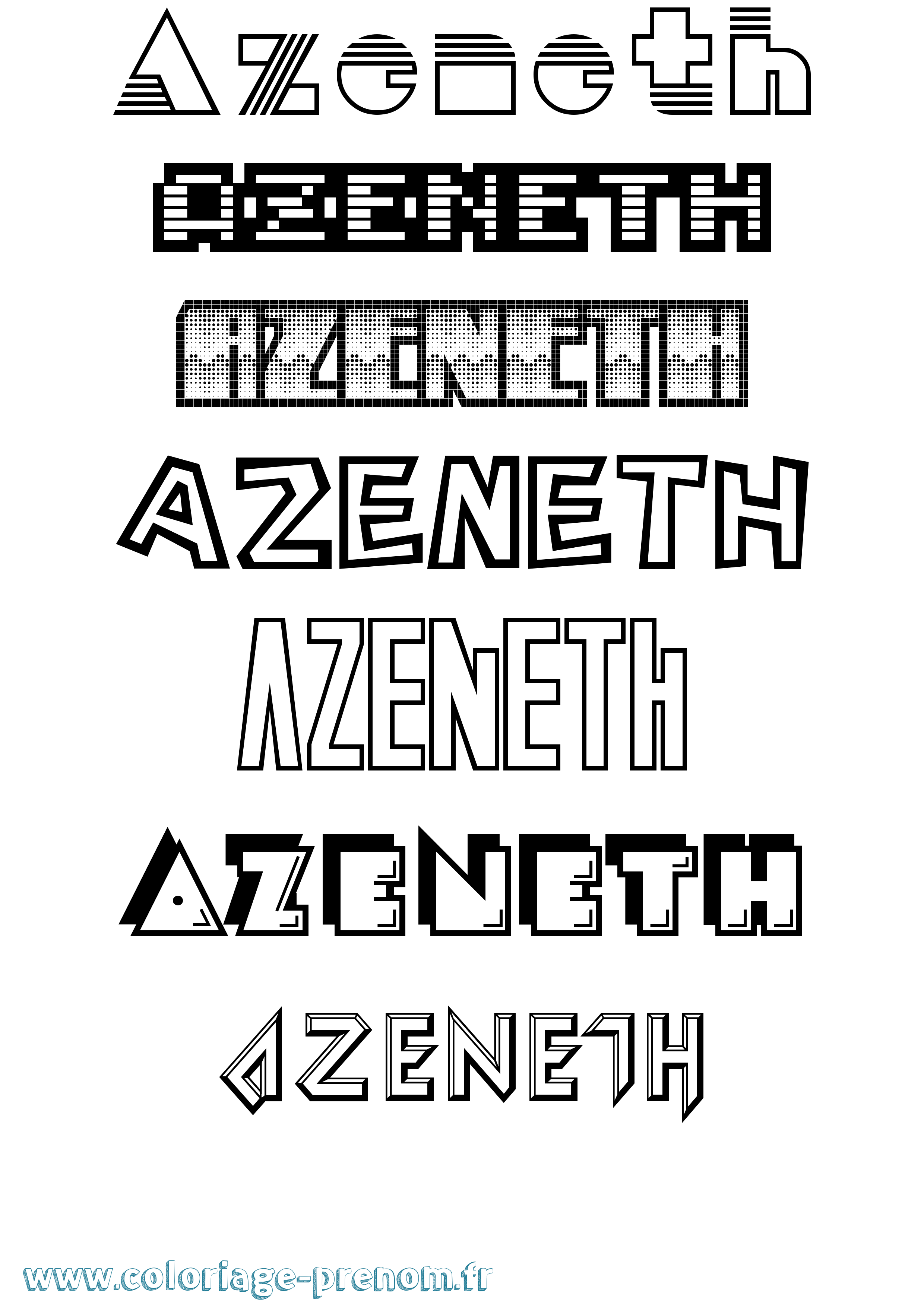 Coloriage prénom Azeneth Jeux Vidéos