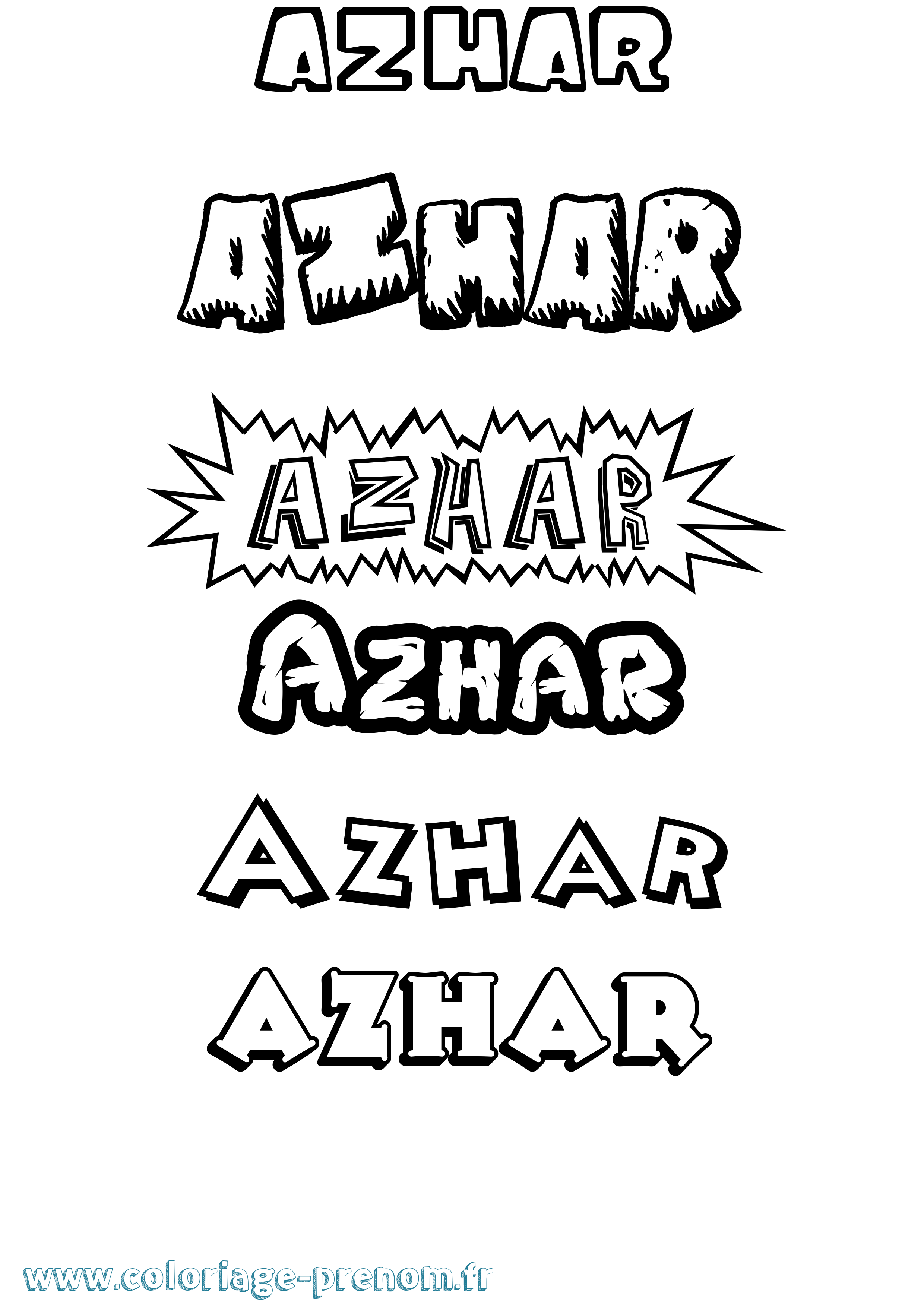 Coloriage prénom Azhar Dessin Animé