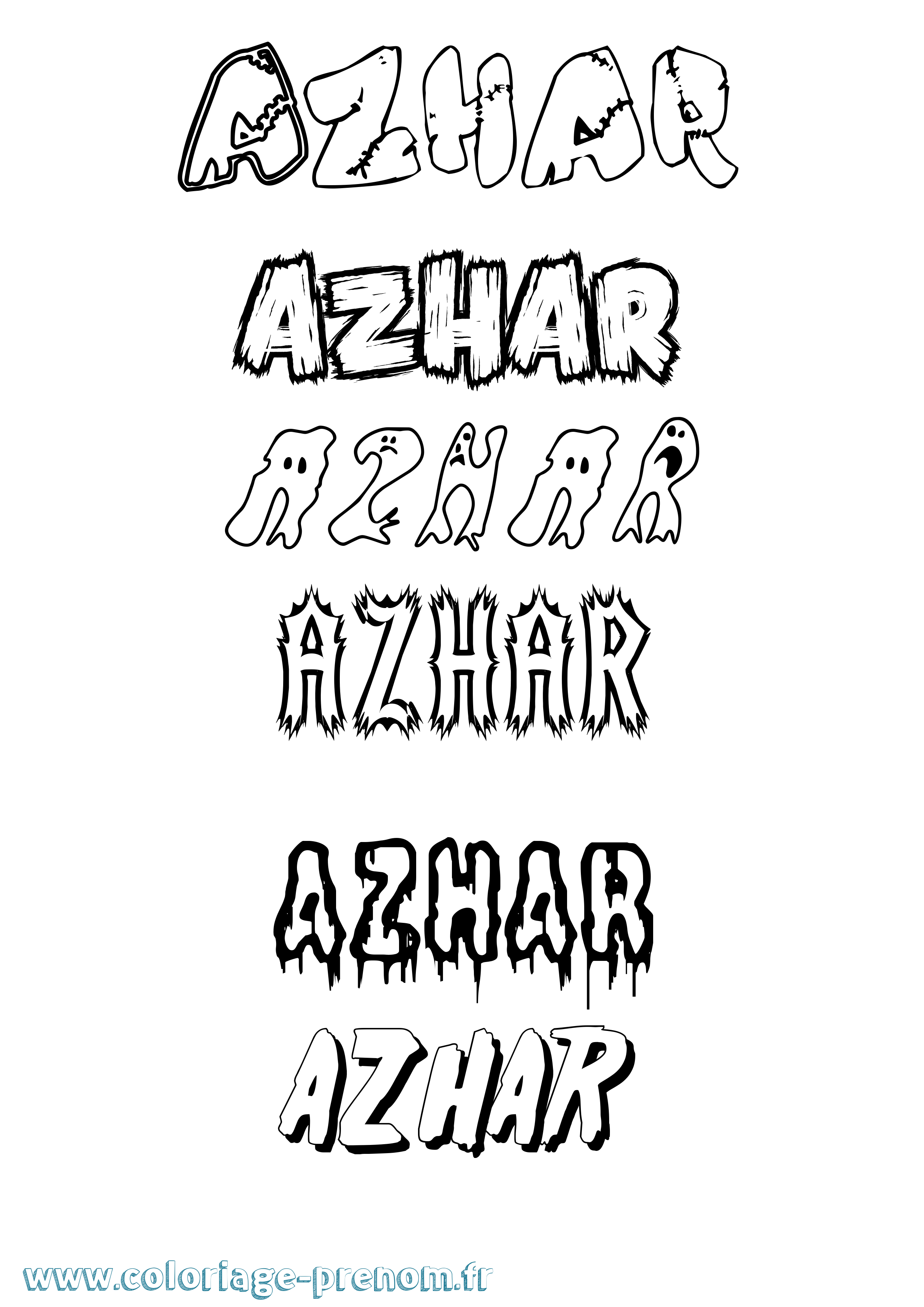 Coloriage prénom Azhar Frisson