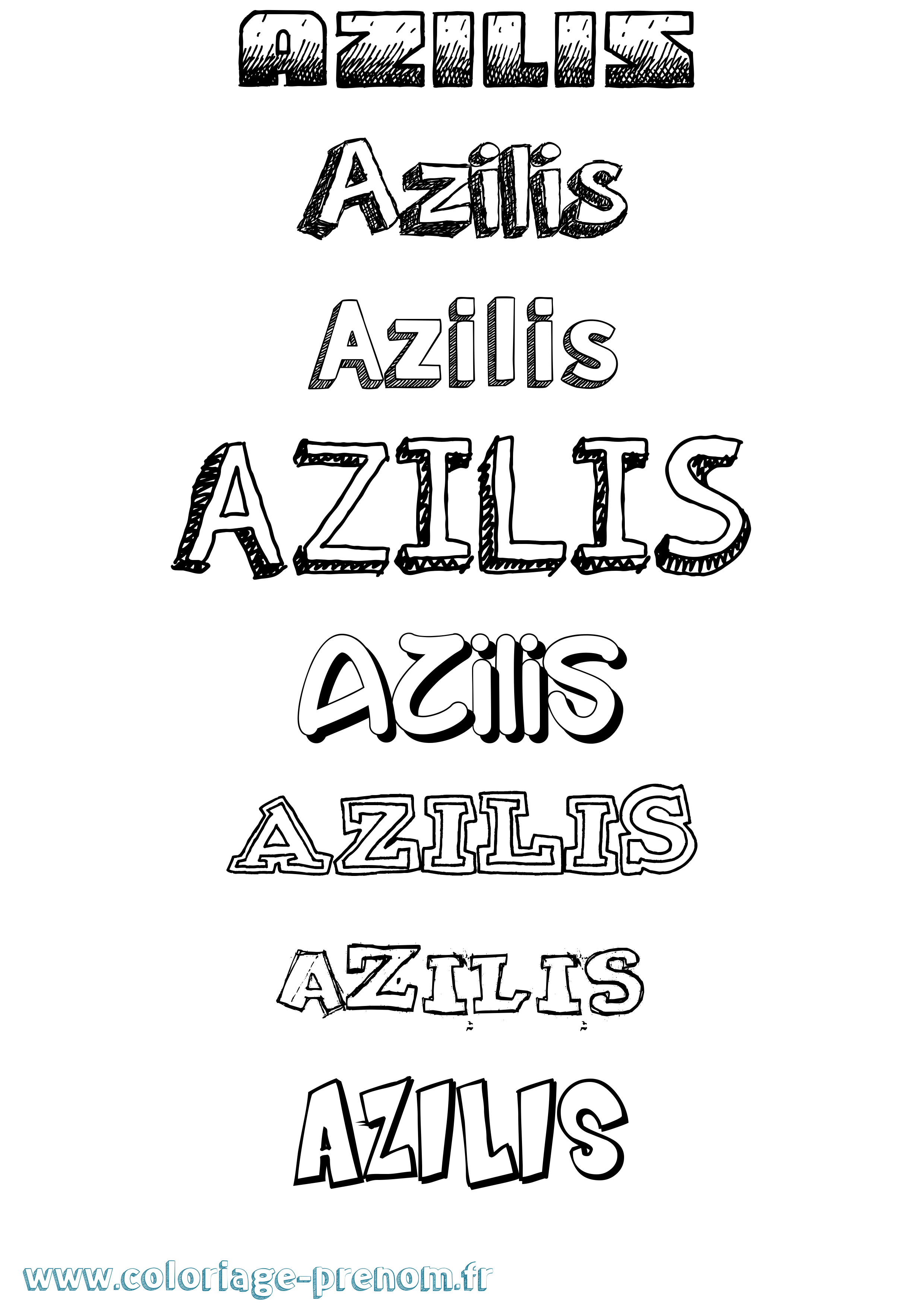 Coloriage prénom Azilis Dessiné