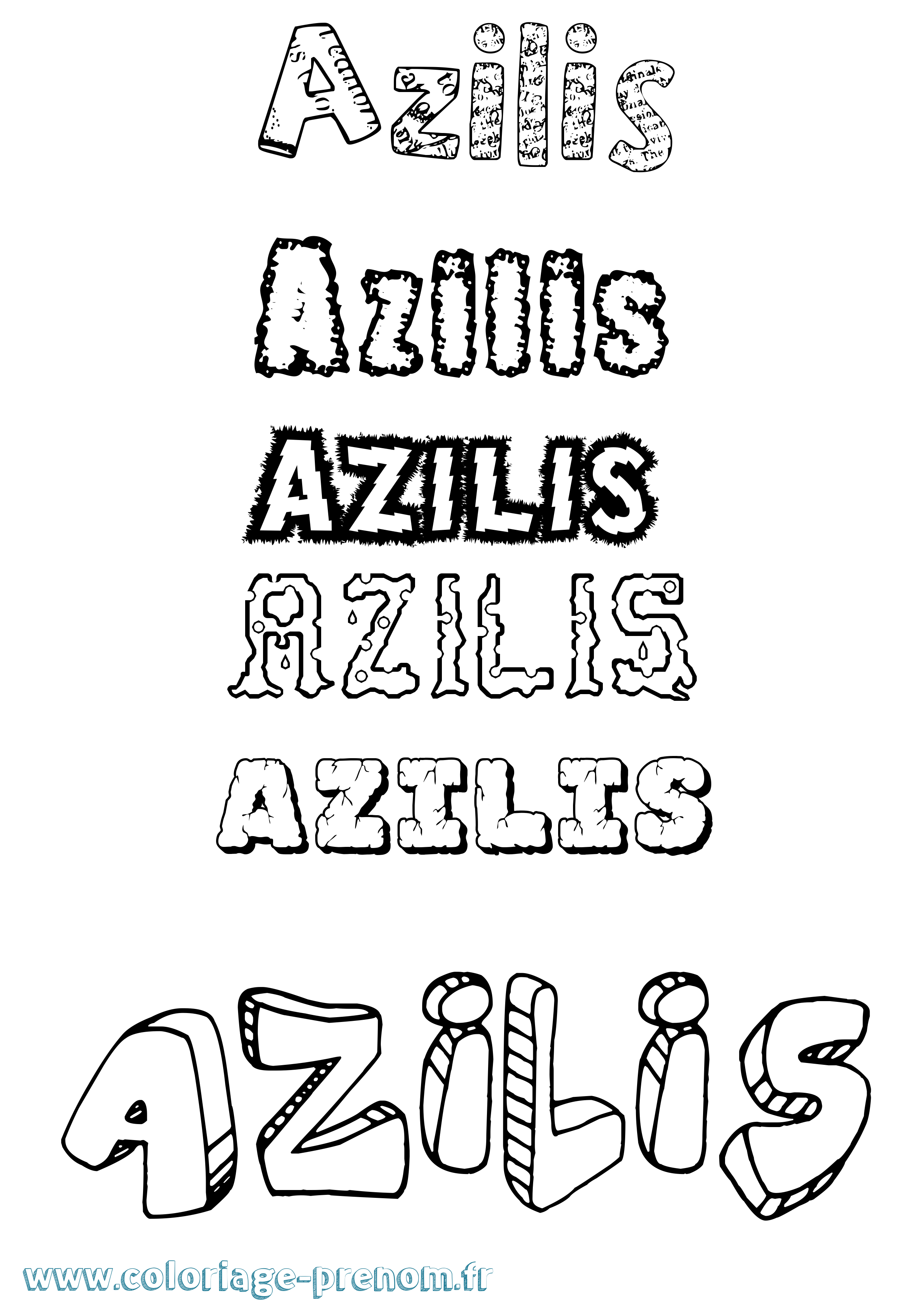 Coloriage prénom Azilis Destructuré