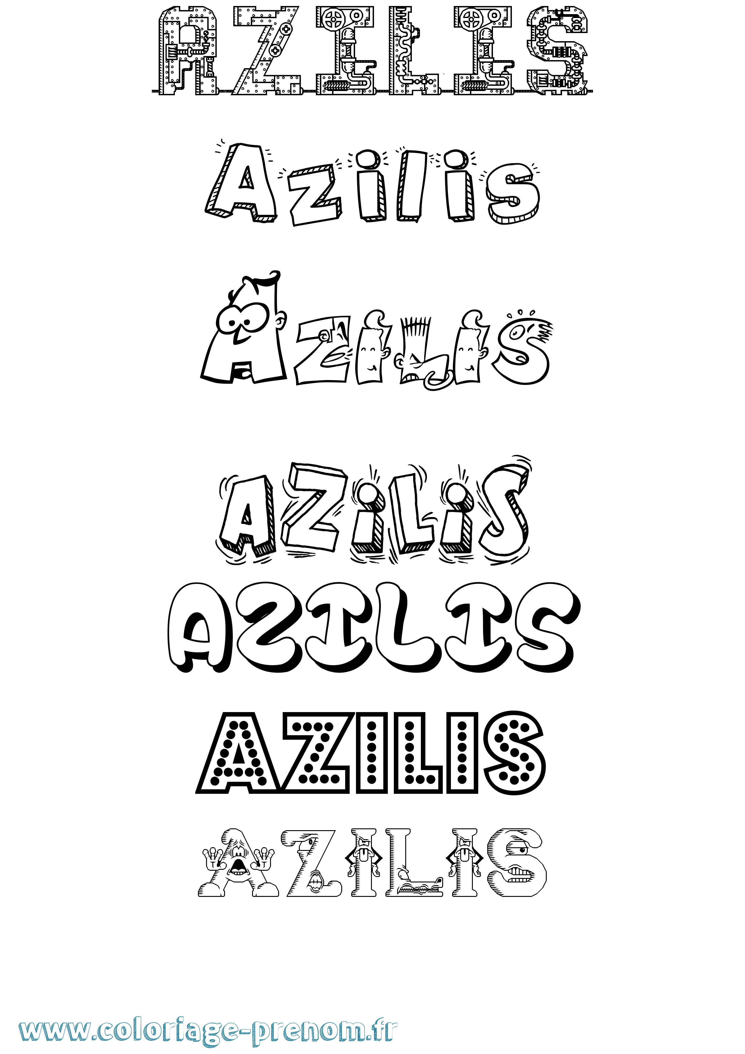 Coloriage prénom Azilis Fun