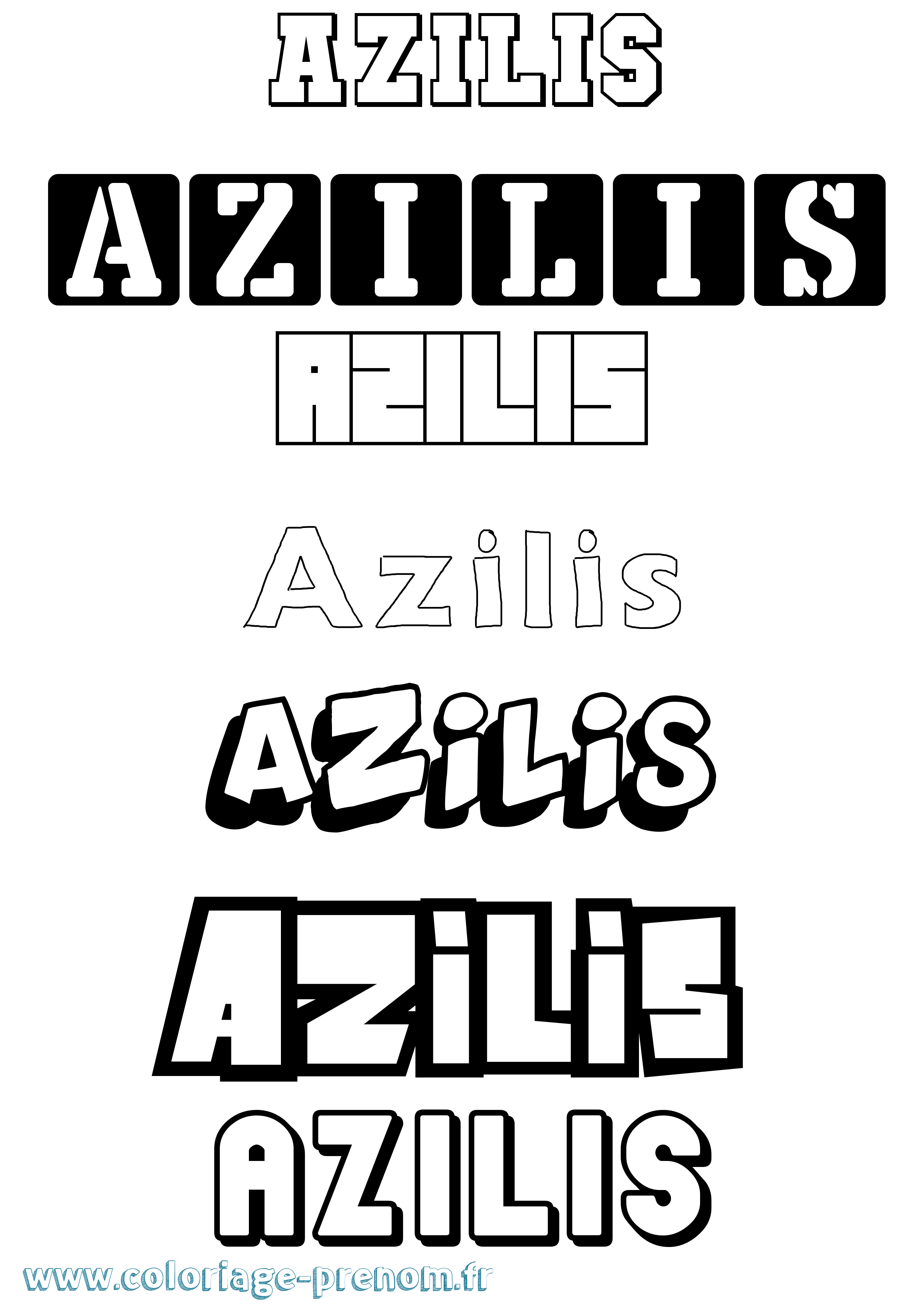Coloriage prénom Azilis Simple