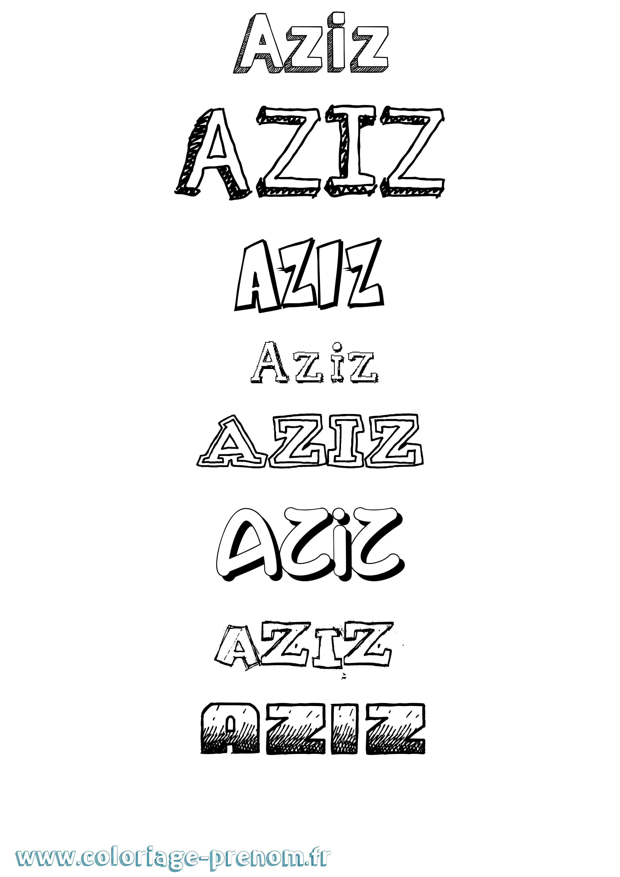 Coloriage prénom Aziz