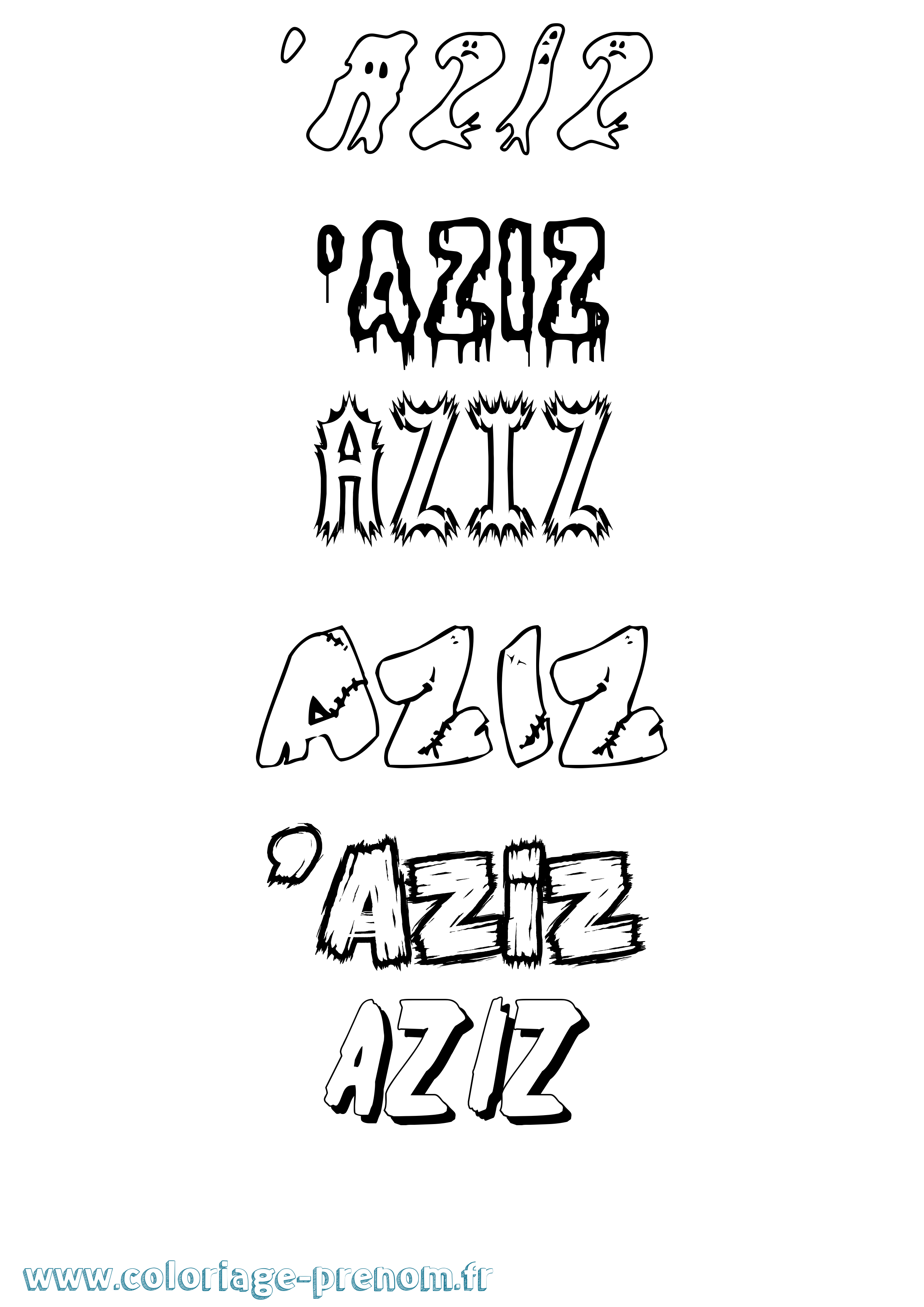 Coloriage prénom 'Aziz Frisson