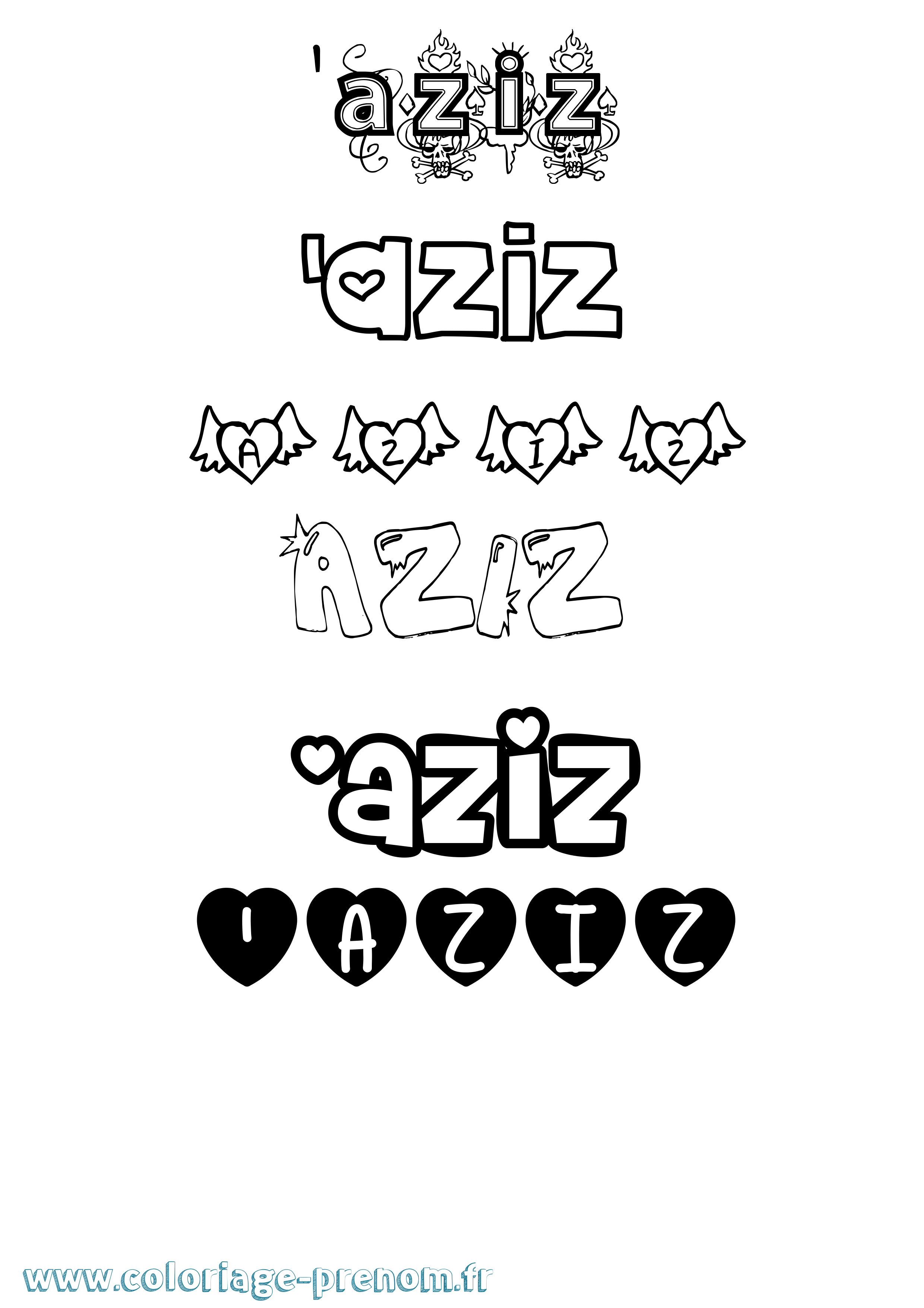 Coloriage prénom 'Aziz Girly