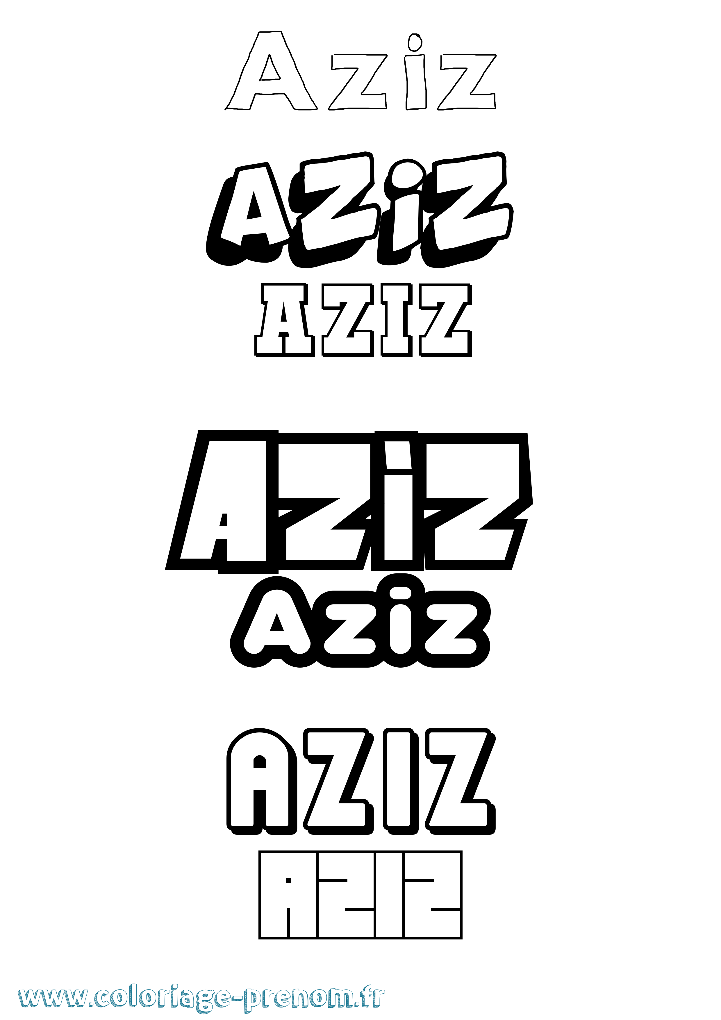 Coloriage prénom Aziz Simple