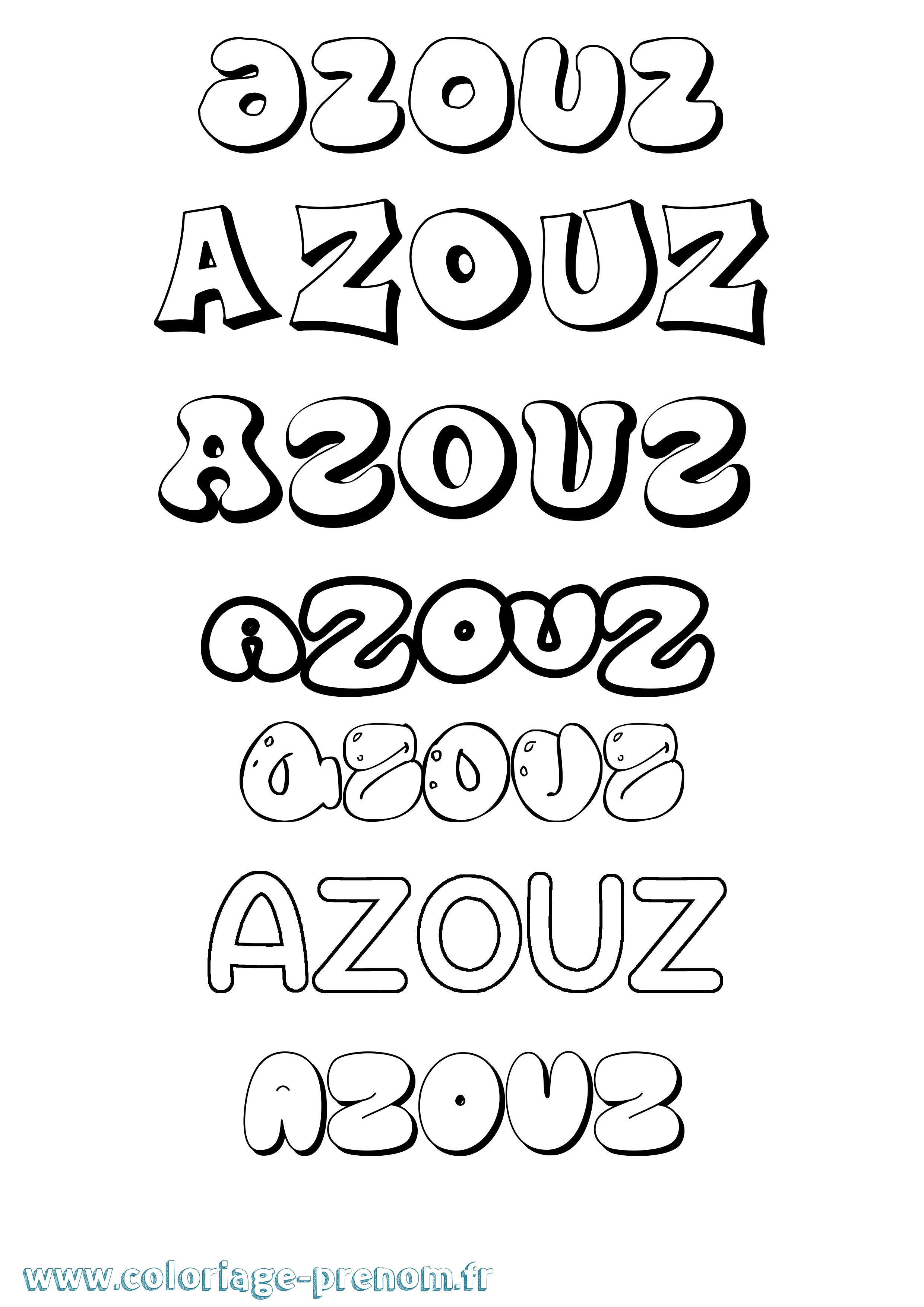 Coloriage prénom Azouz Bubble