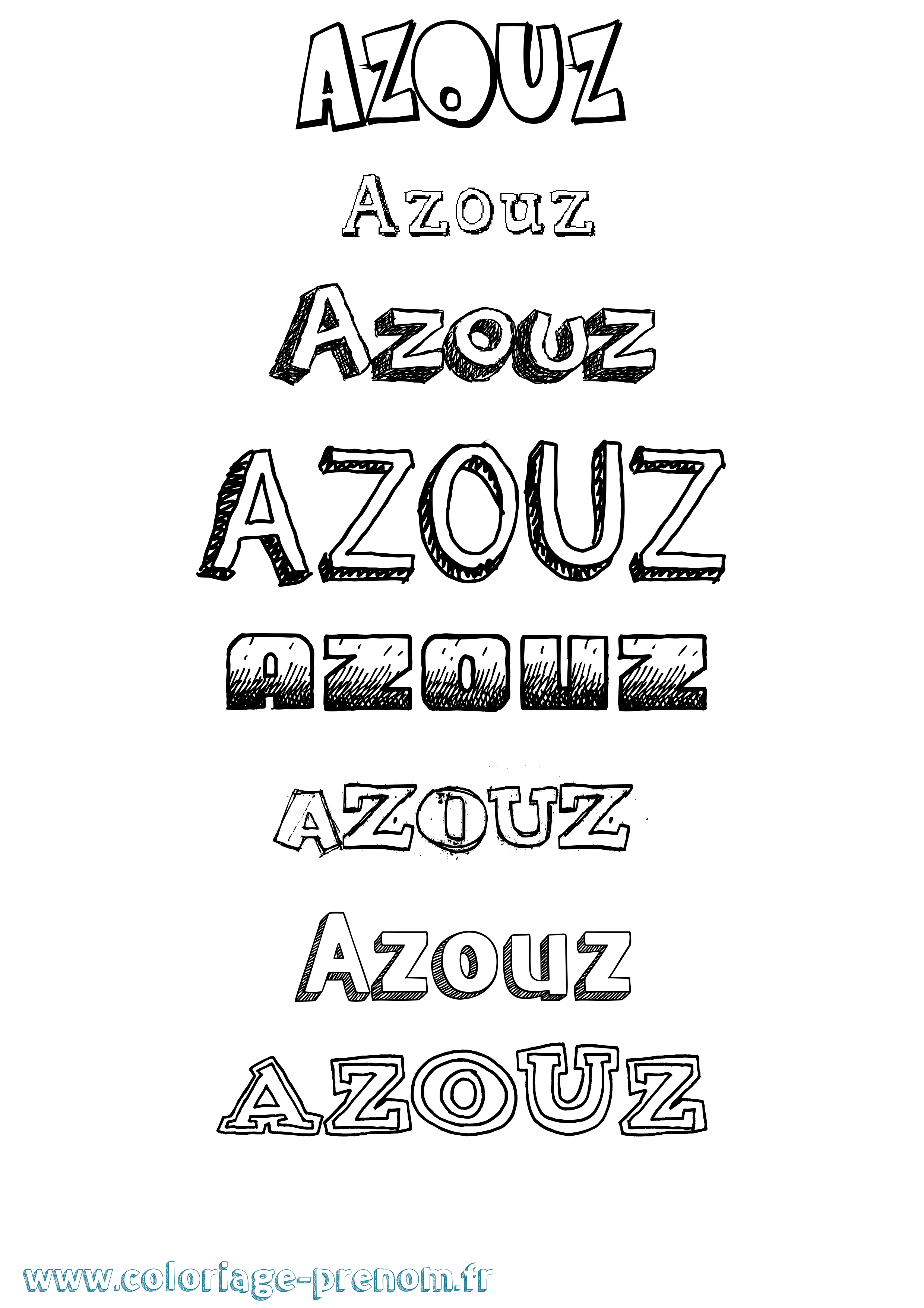 Coloriage prénom Azouz Dessiné