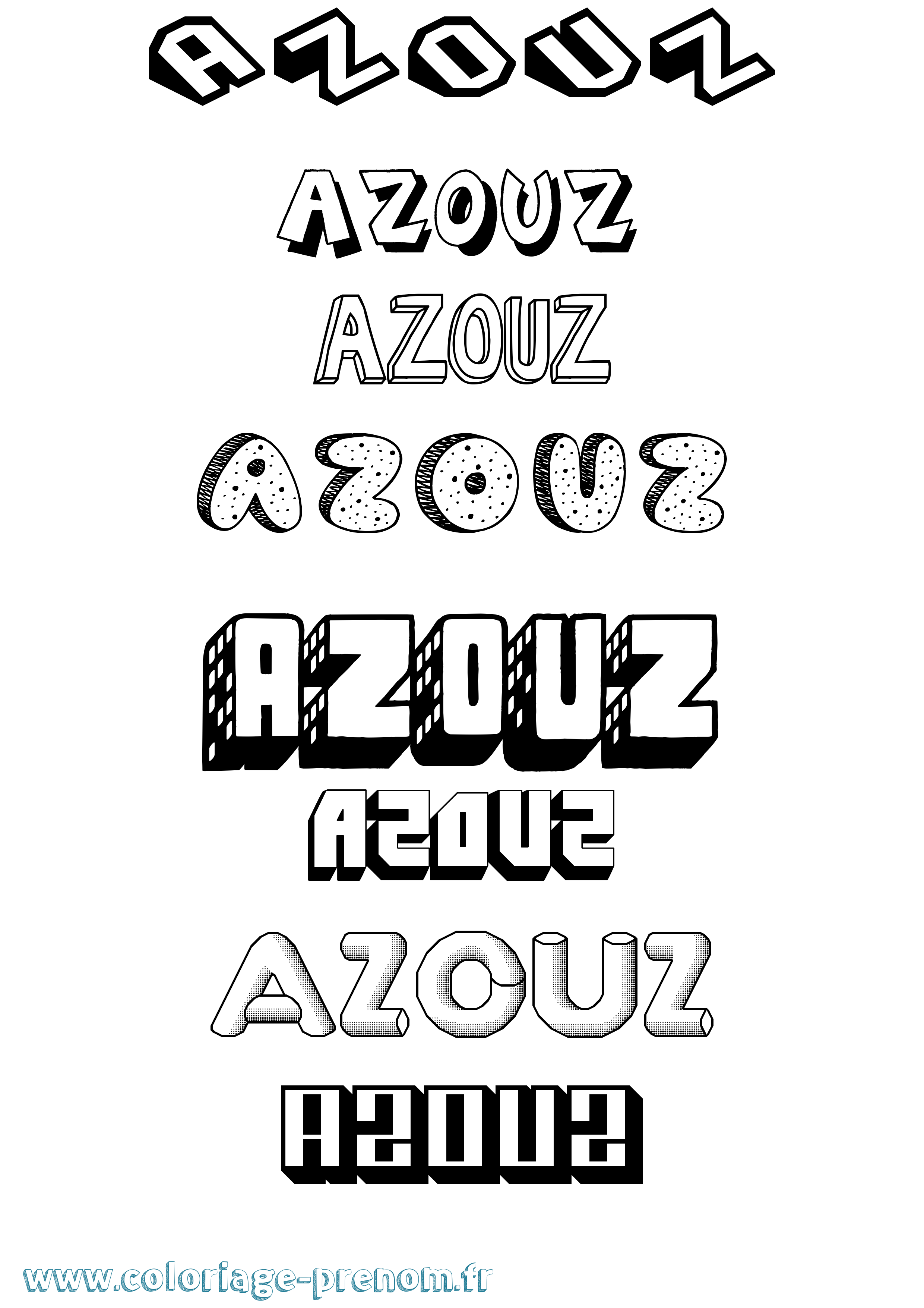 Coloriage prénom Azouz Effet 3D