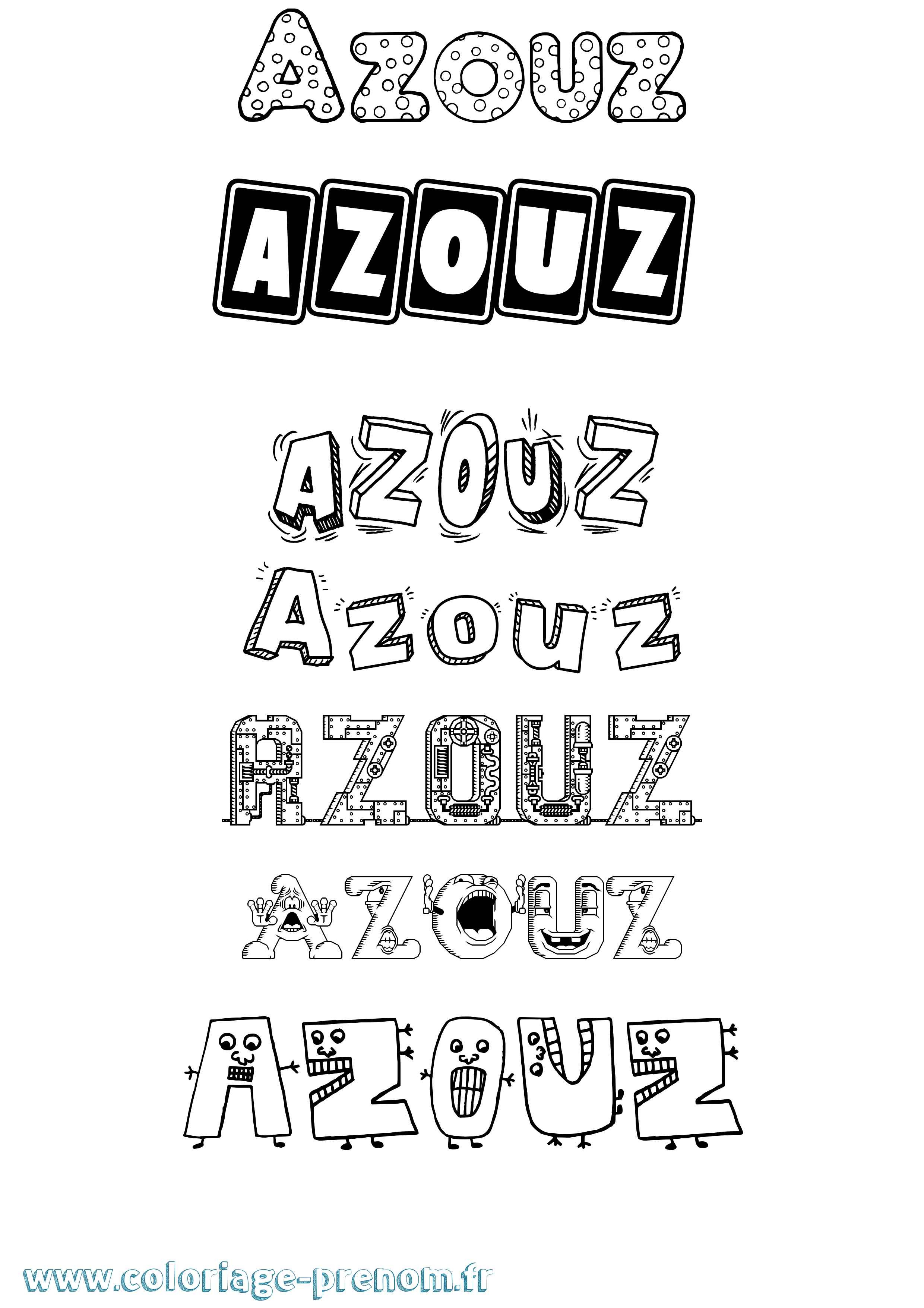 Coloriage prénom Azouz Fun