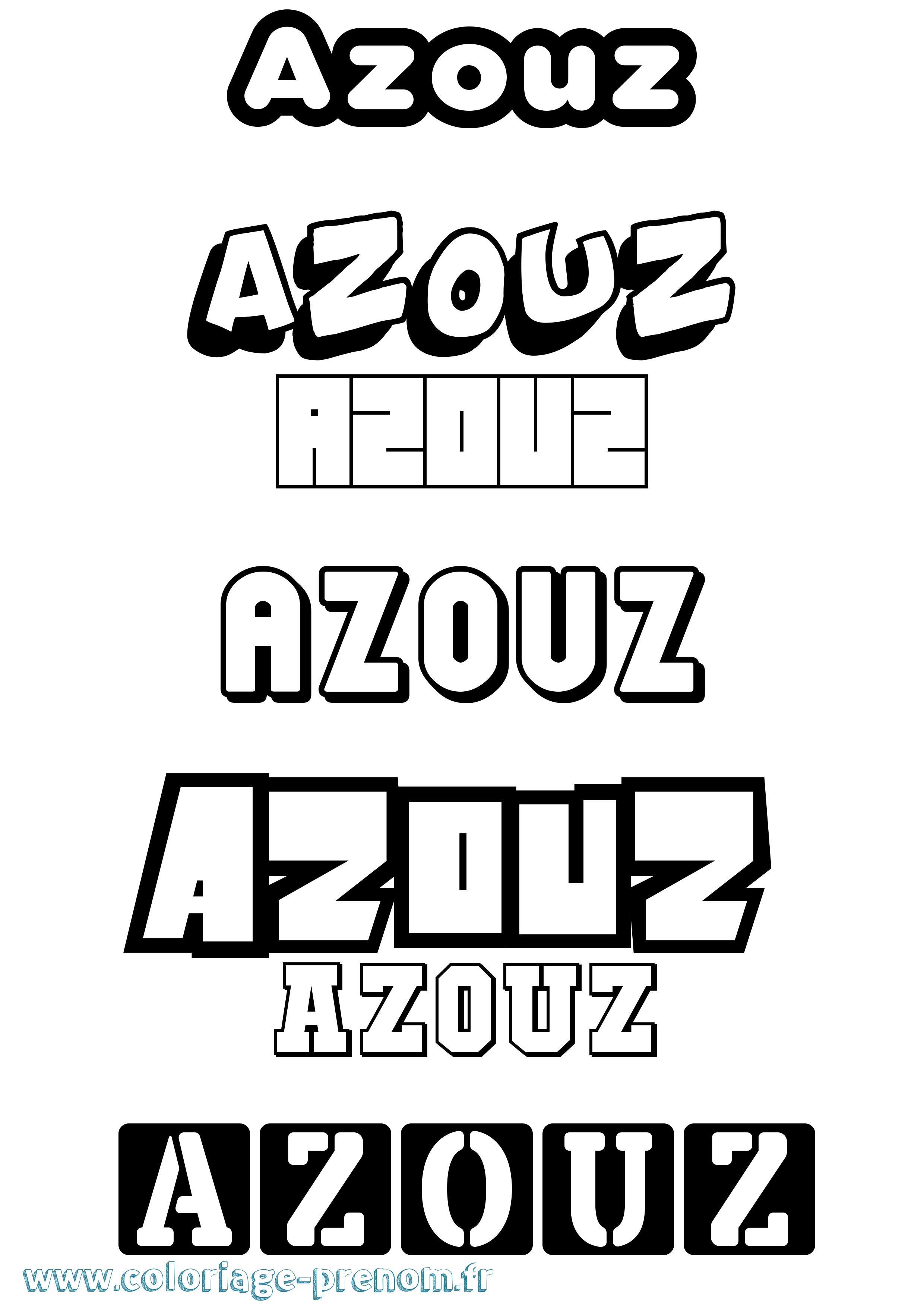 Coloriage prénom Azouz Simple