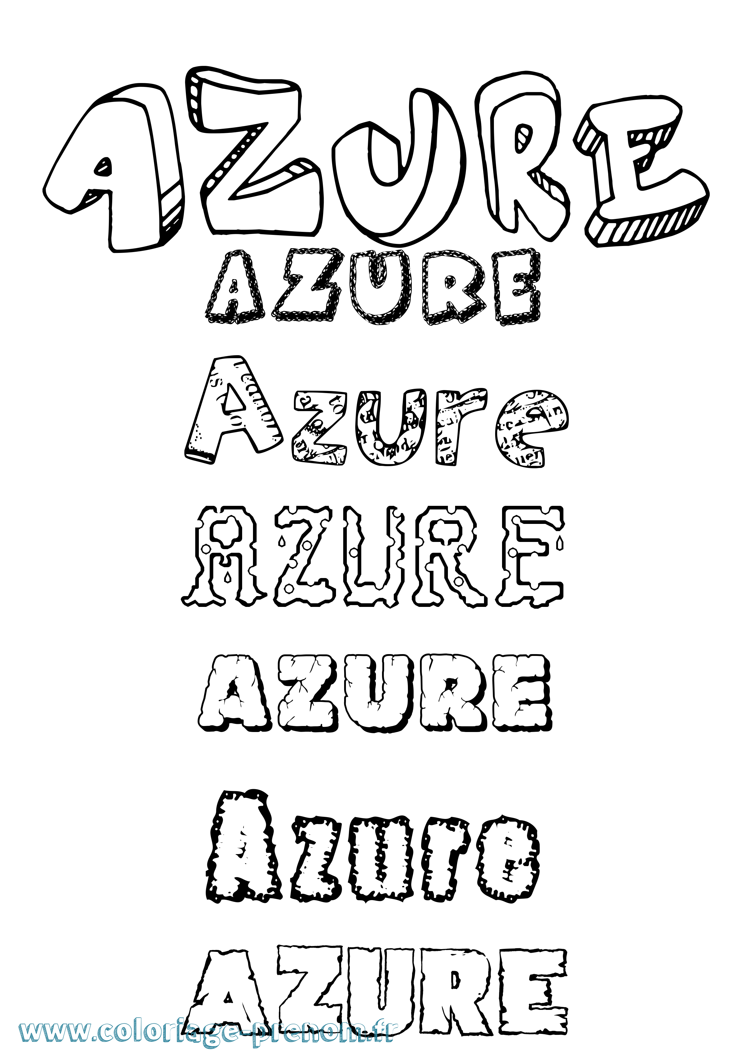 Coloriage prénom Azure Destructuré