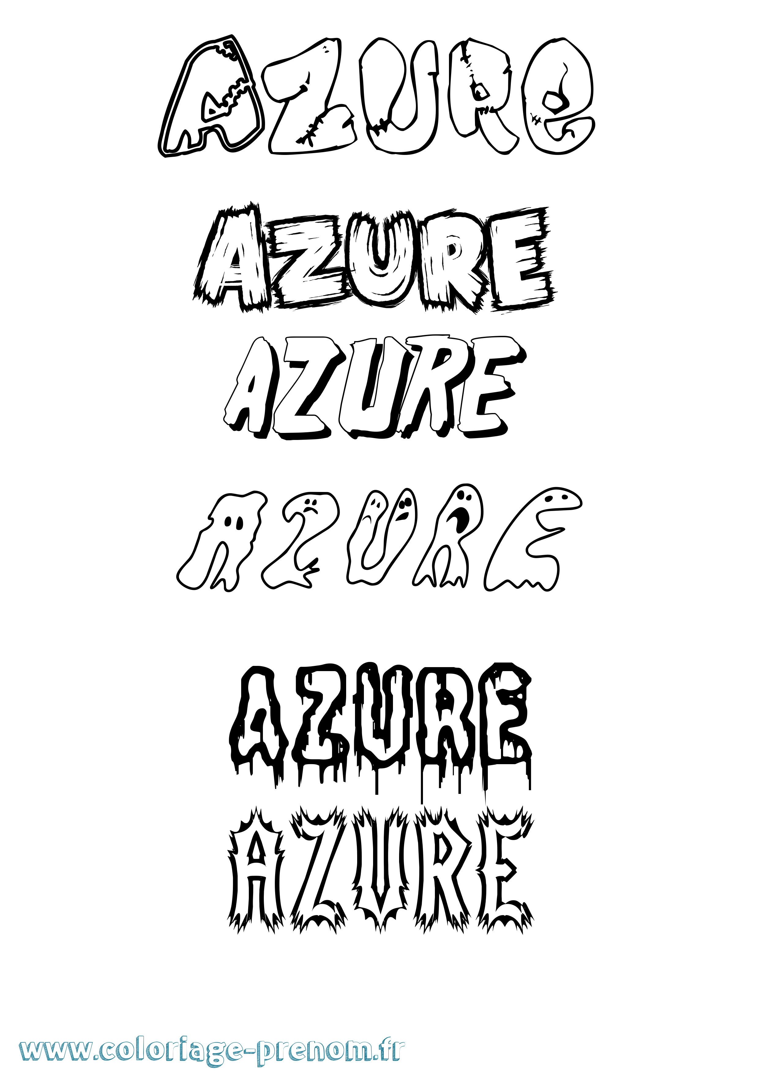 Coloriage prénom Azure Frisson