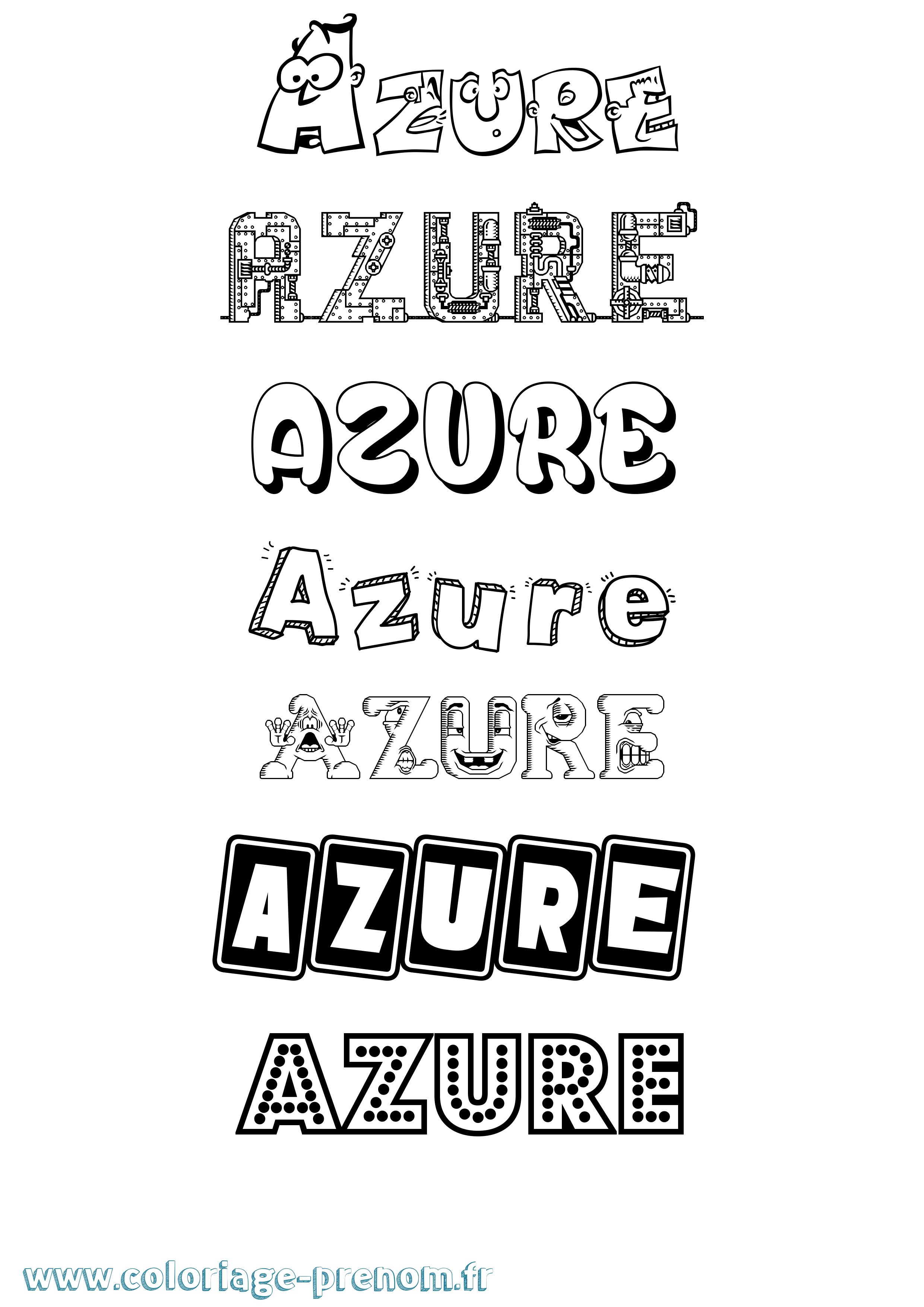 Coloriage prénom Azure Fun