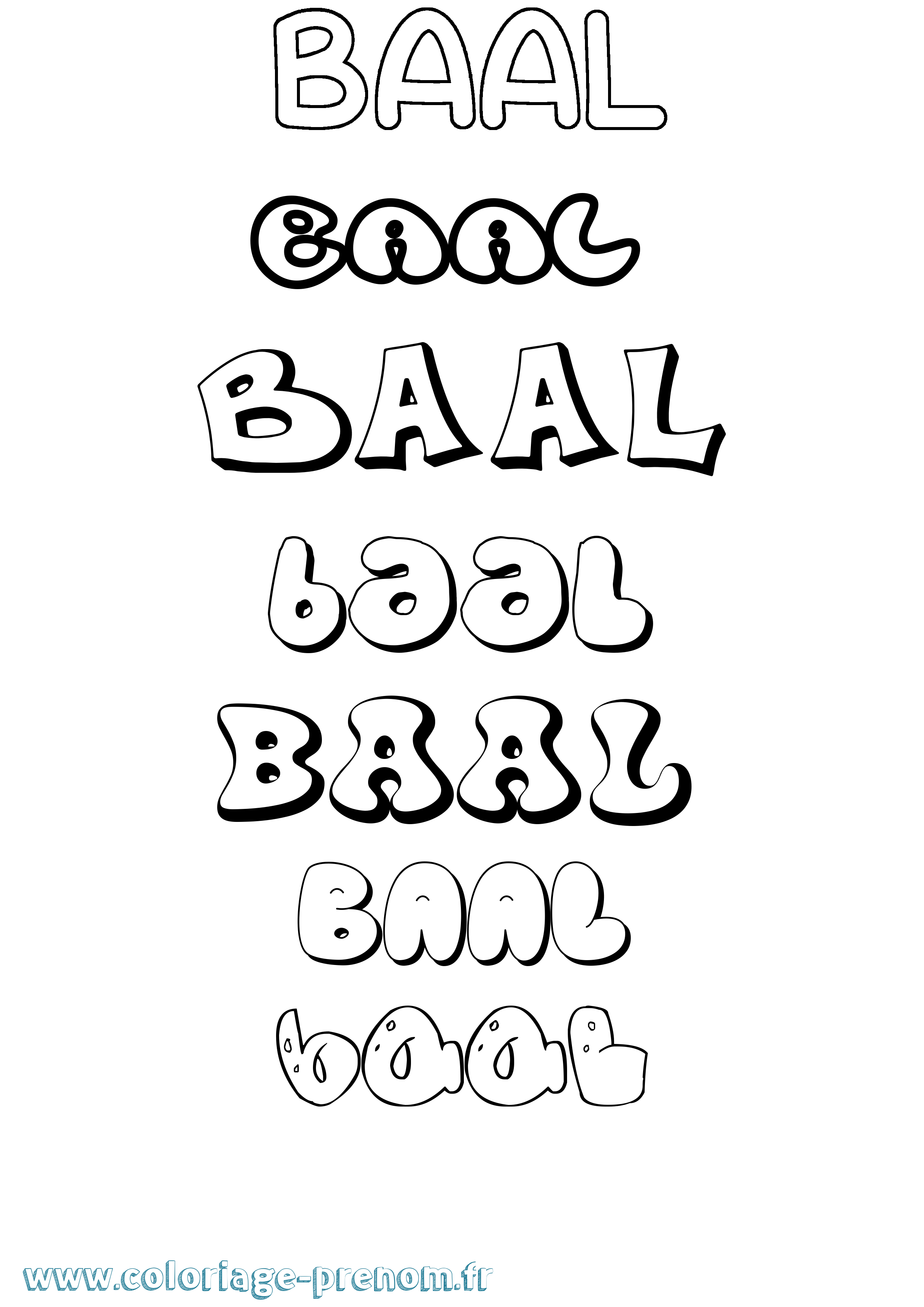 Coloriage prénom Baal Bubble