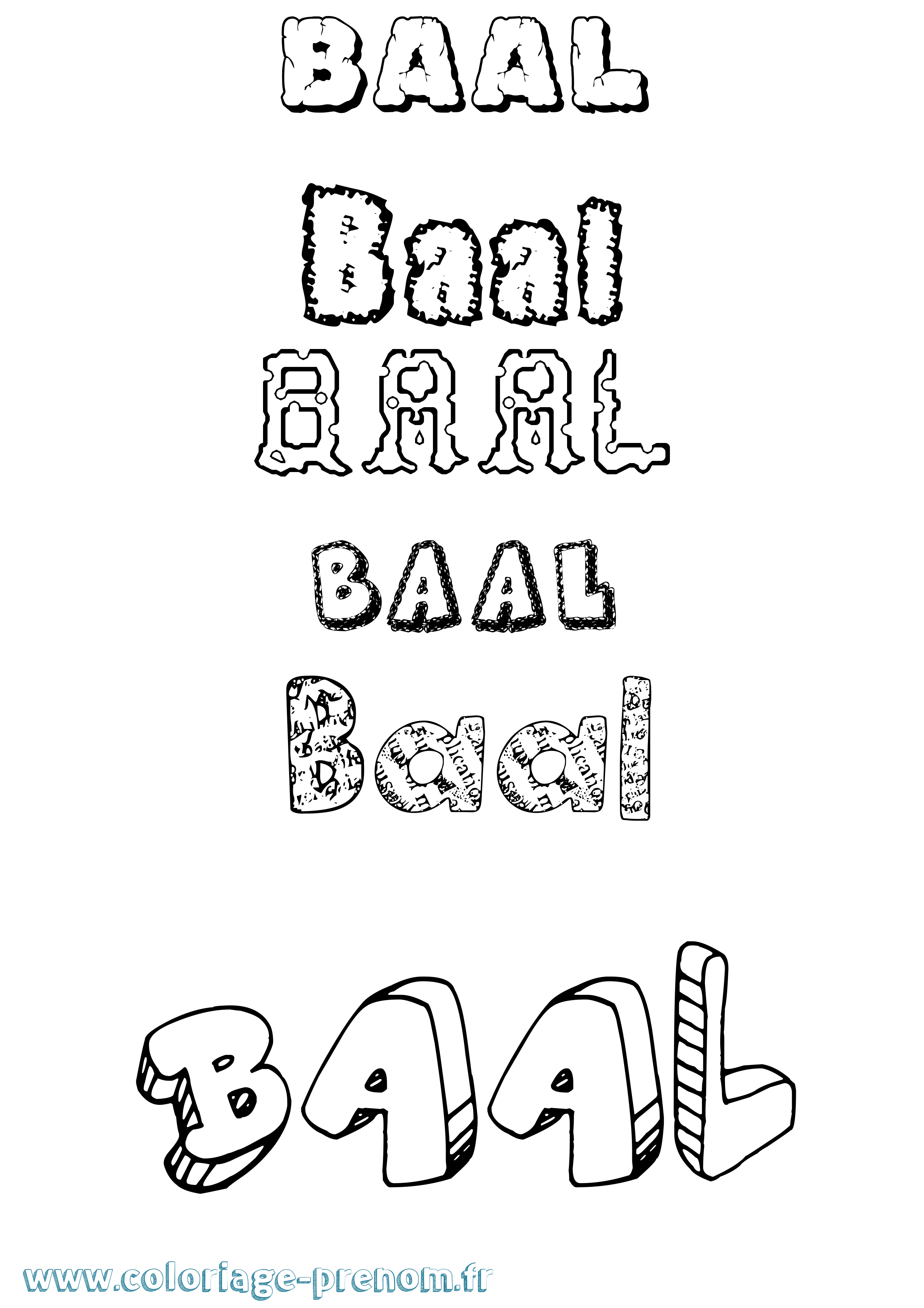 Coloriage prénom Baal Destructuré