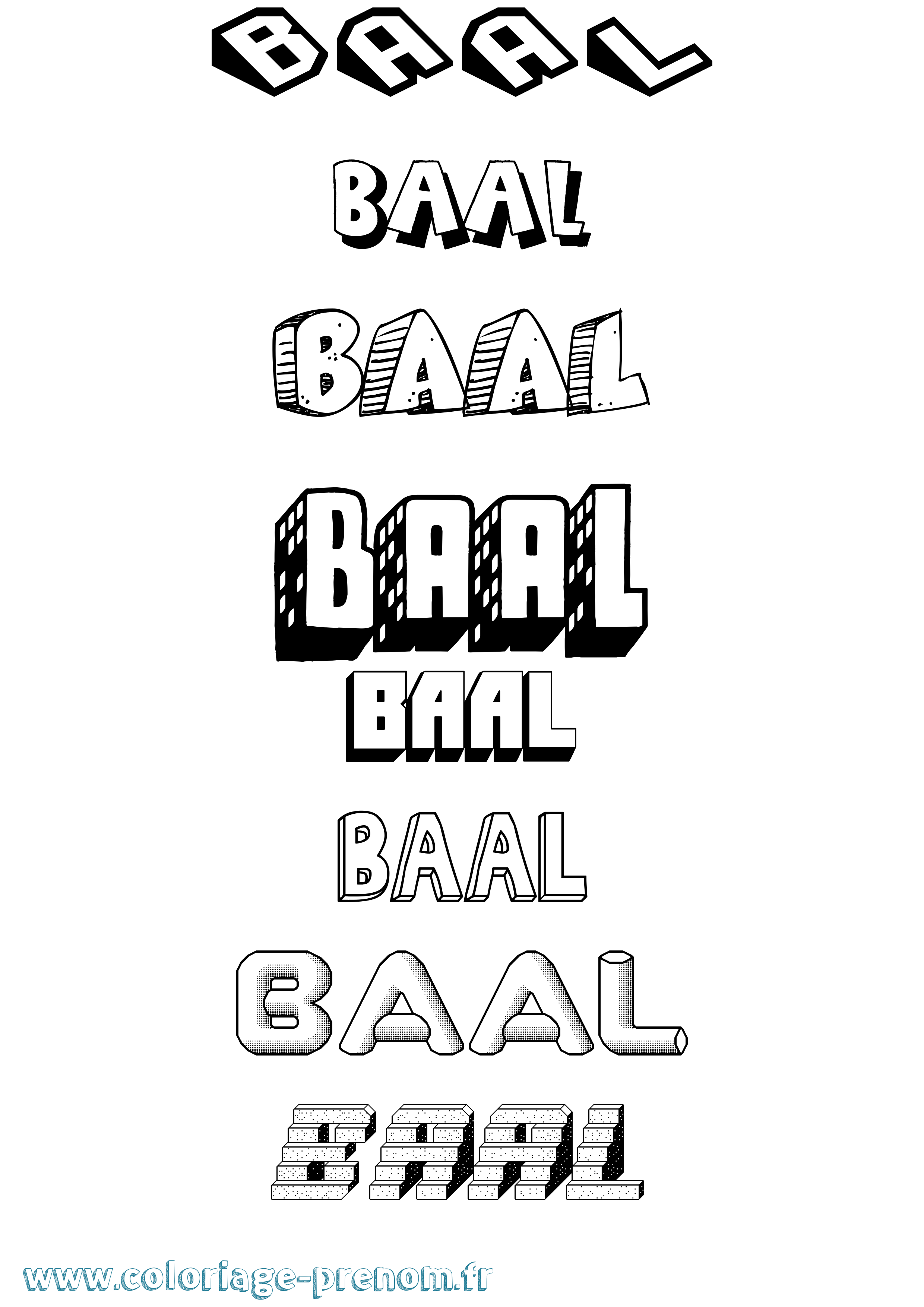 Coloriage prénom Baal Effet 3D
