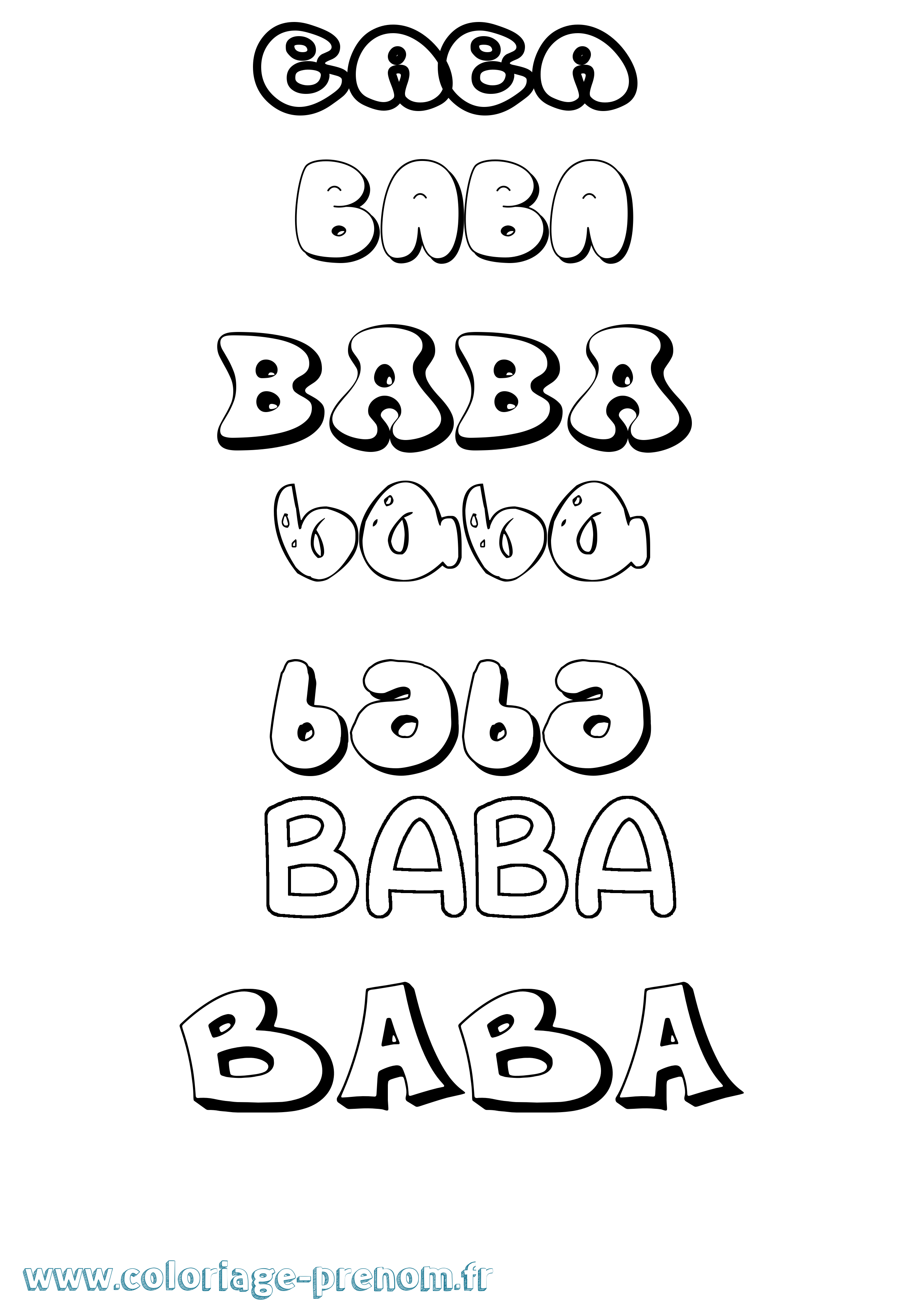 Coloriage Baba Bubble Coloriage prénom Baba Bubble
