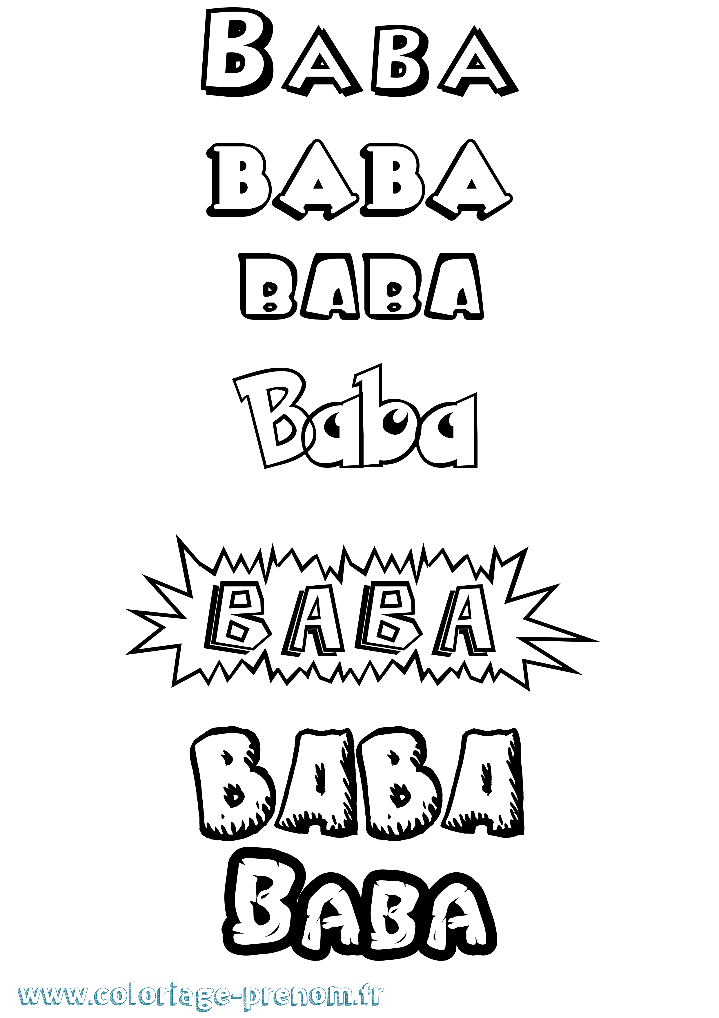 Coloriage Baba Dessin Animé Coloriage prénom Baba Dessin Animé