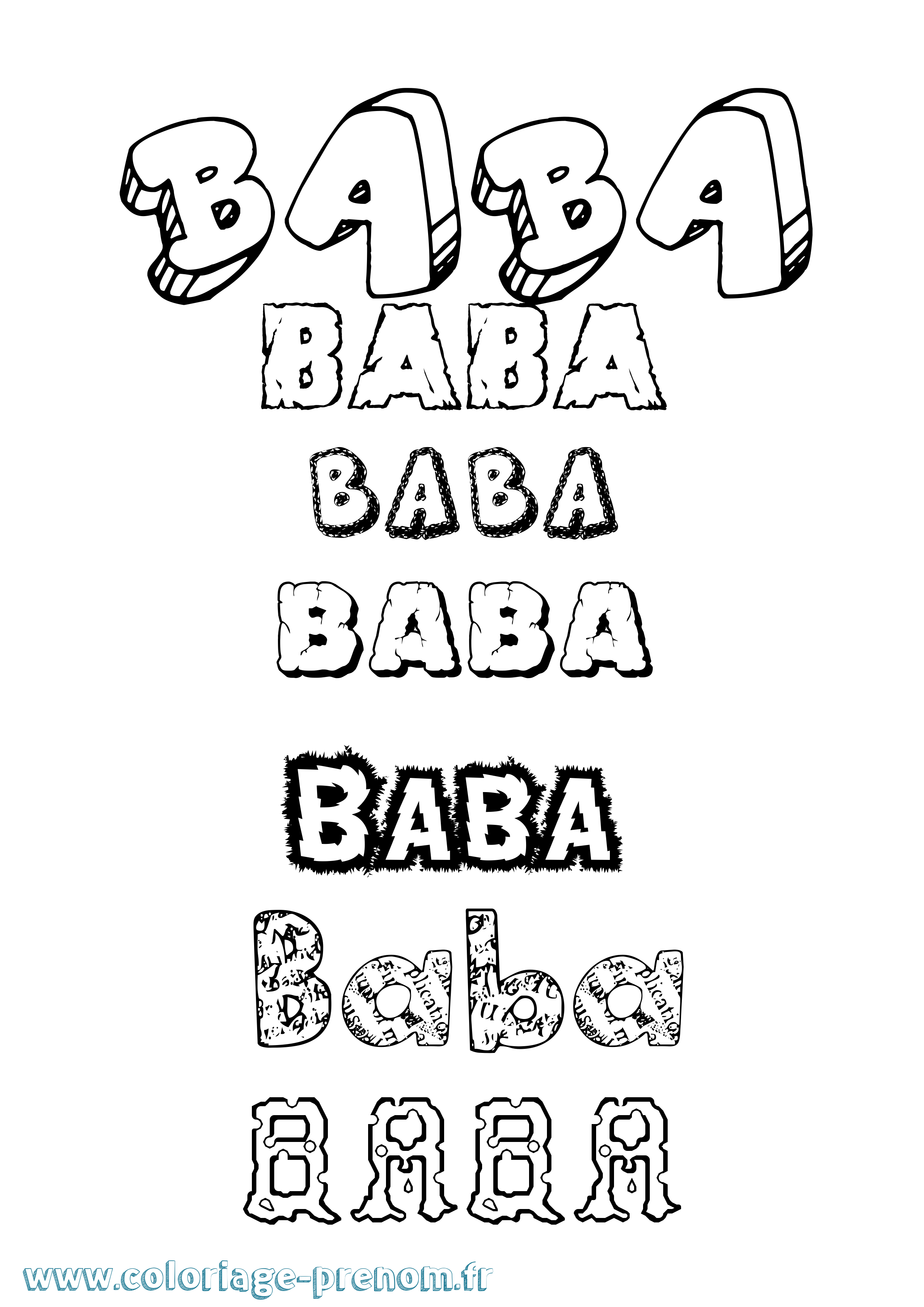 Coloriage Baba Destructuré Coloriage prénom Baba Destructuré