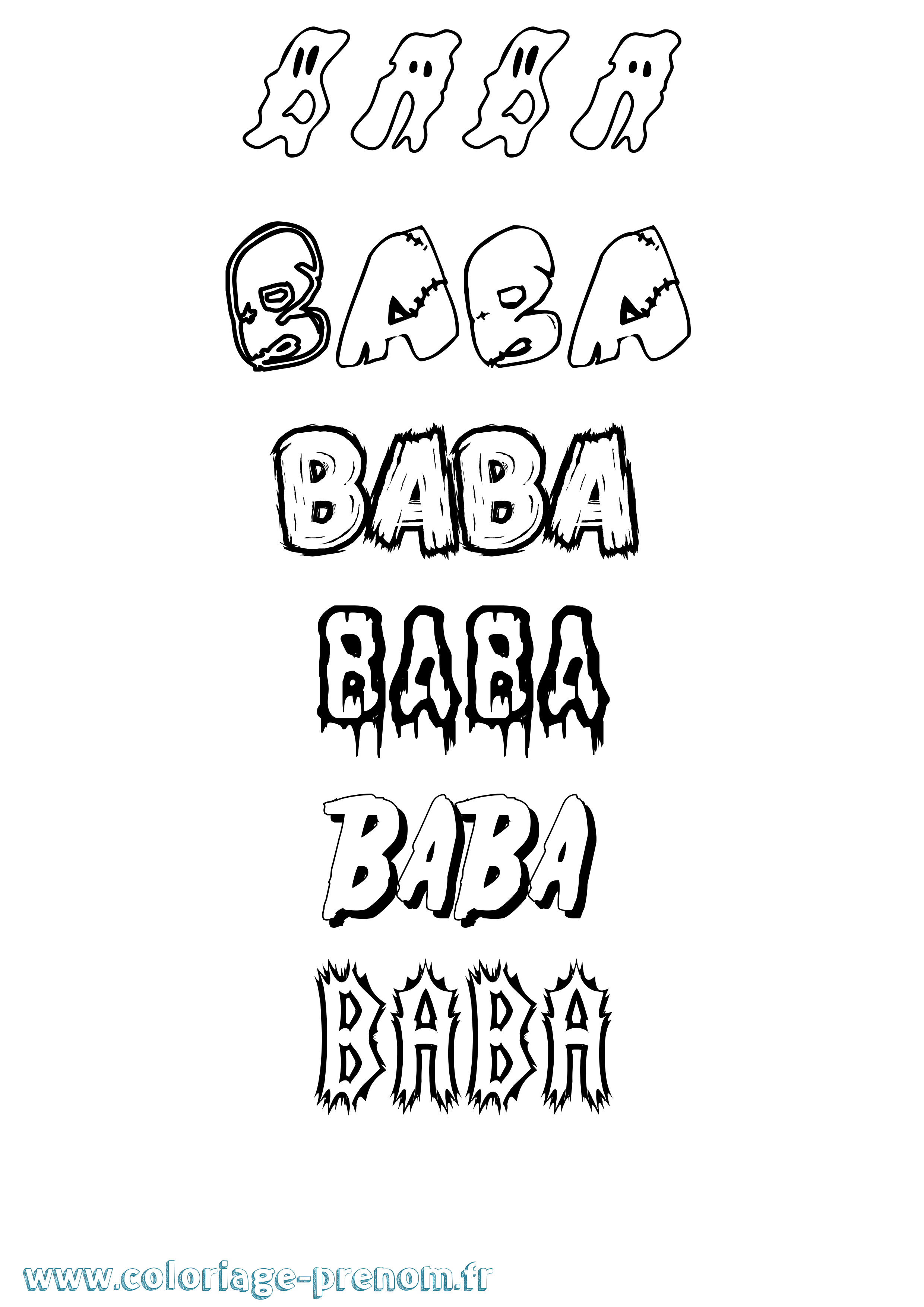 Coloriage Baba Frisson Coloriage prénom Baba Frisson