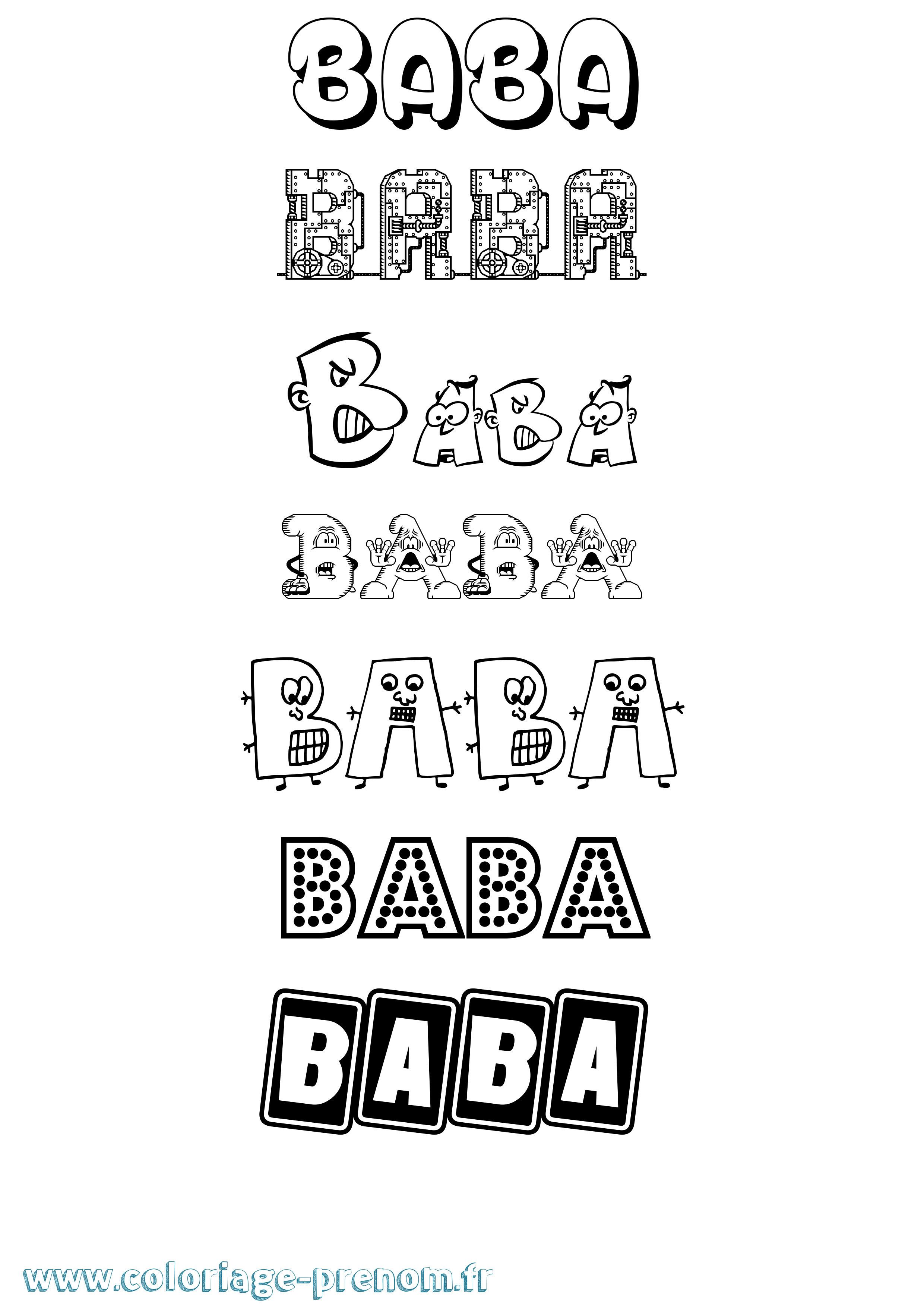 Coloriage Baba Fun Coloriage prénom Baba Fun