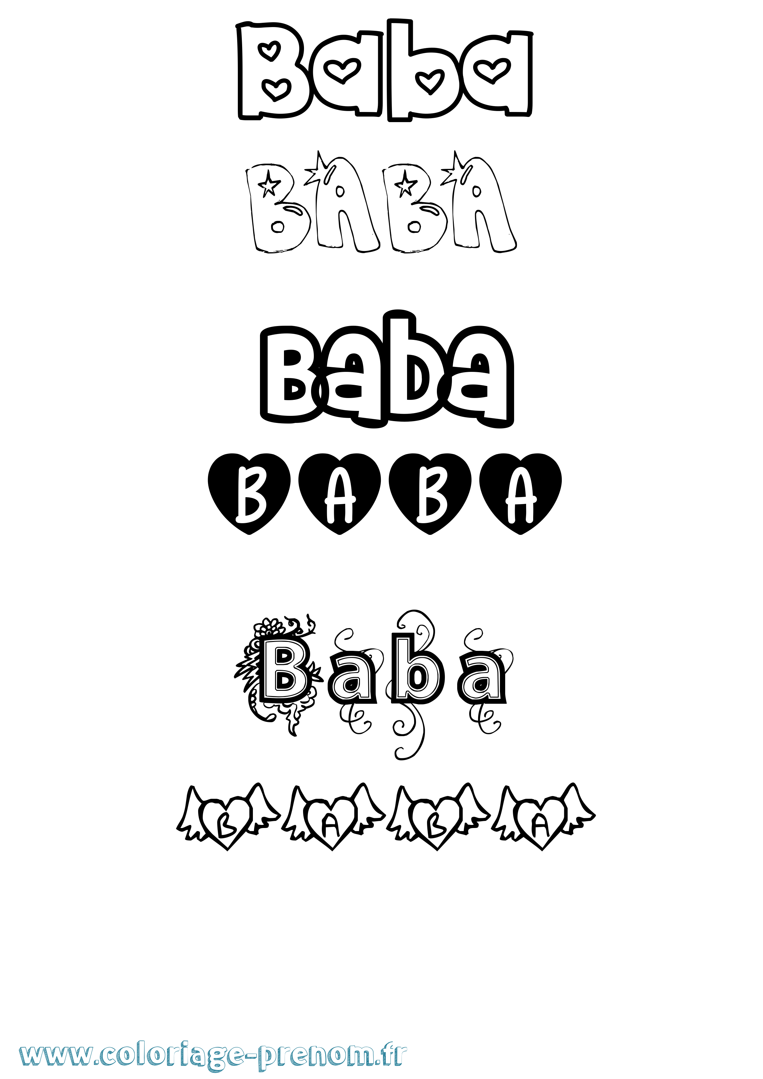 Coloriage Baba Girly Coloriage prénom Baba Girly
