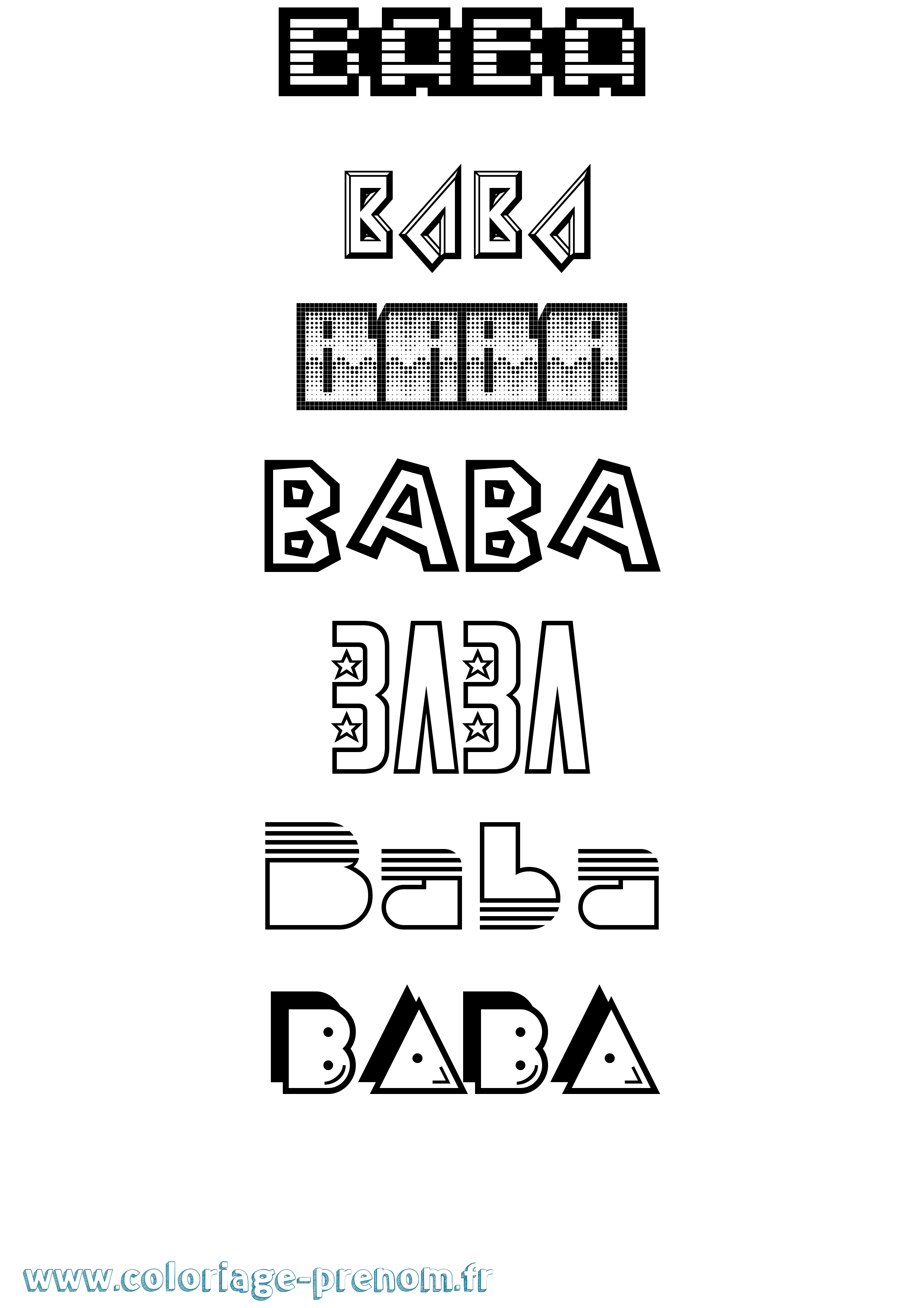 Coloriage Baba Jeux Vidéos Coloriage prénom Baba Jeux Vidéos