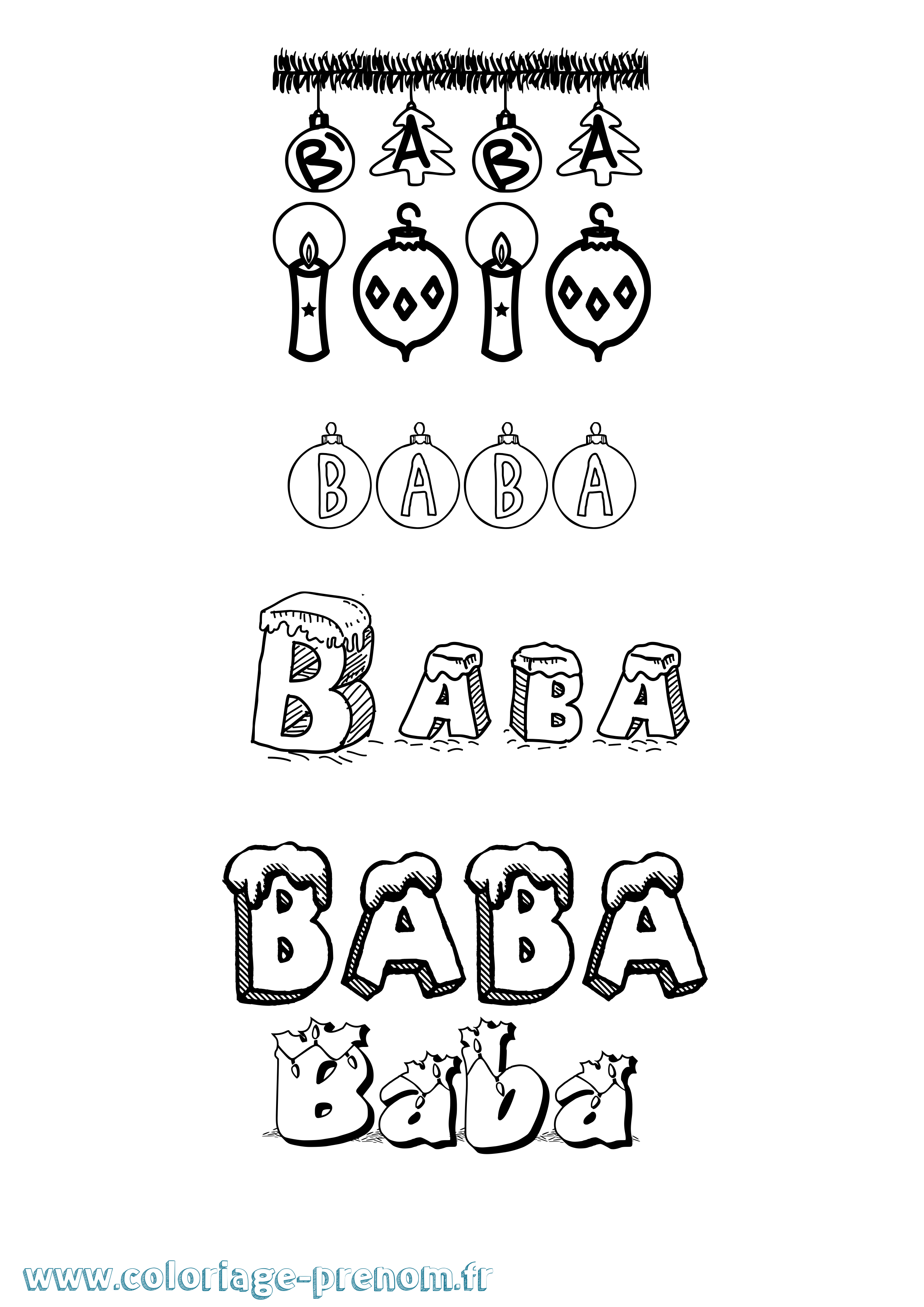 Coloriage Baba Noël Coloriage prénom Baba Noël