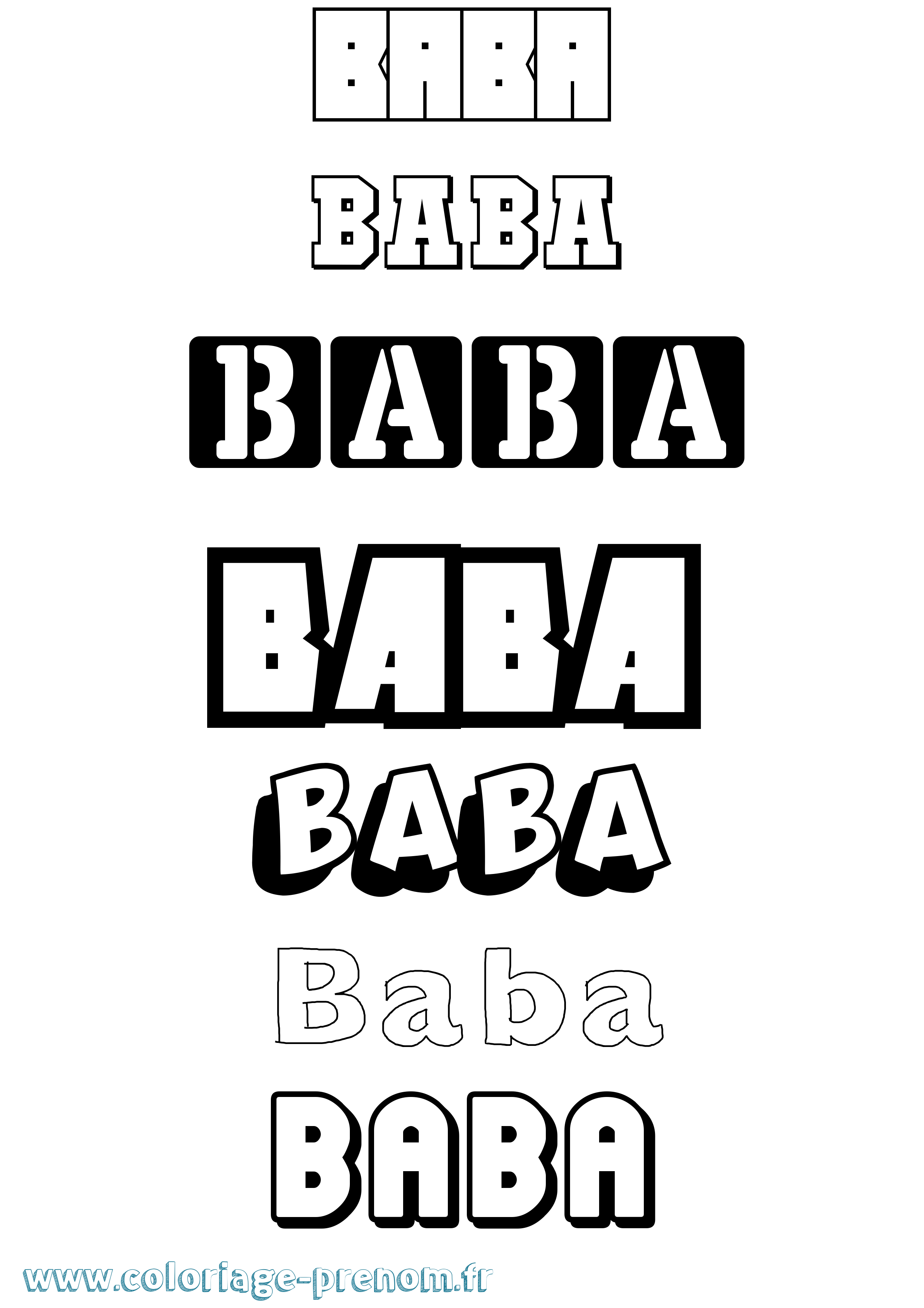 Coloriage Baba Simple Coloriage prénom Baba Simple