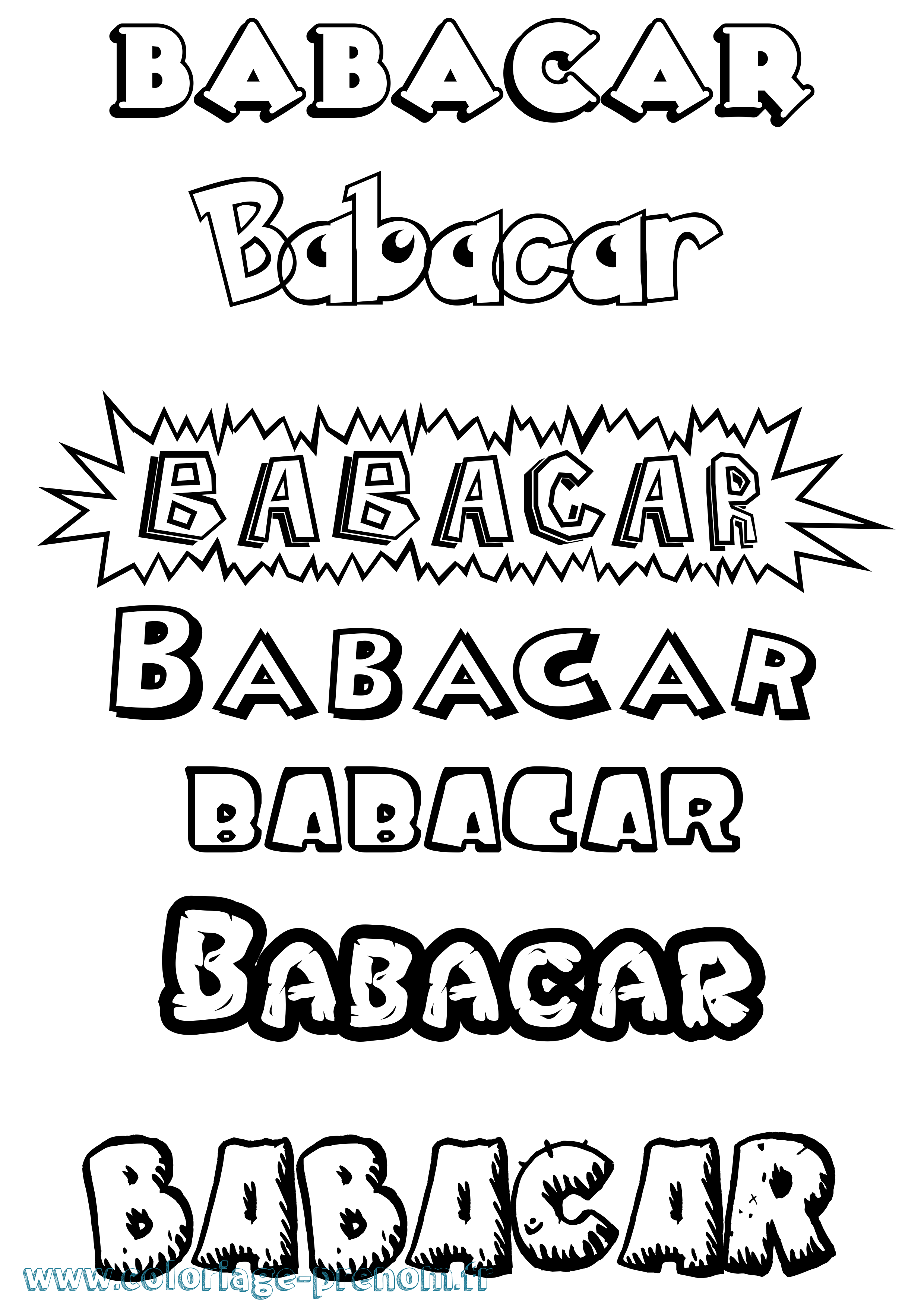 Coloriage prénom Babacar Dessin Animé