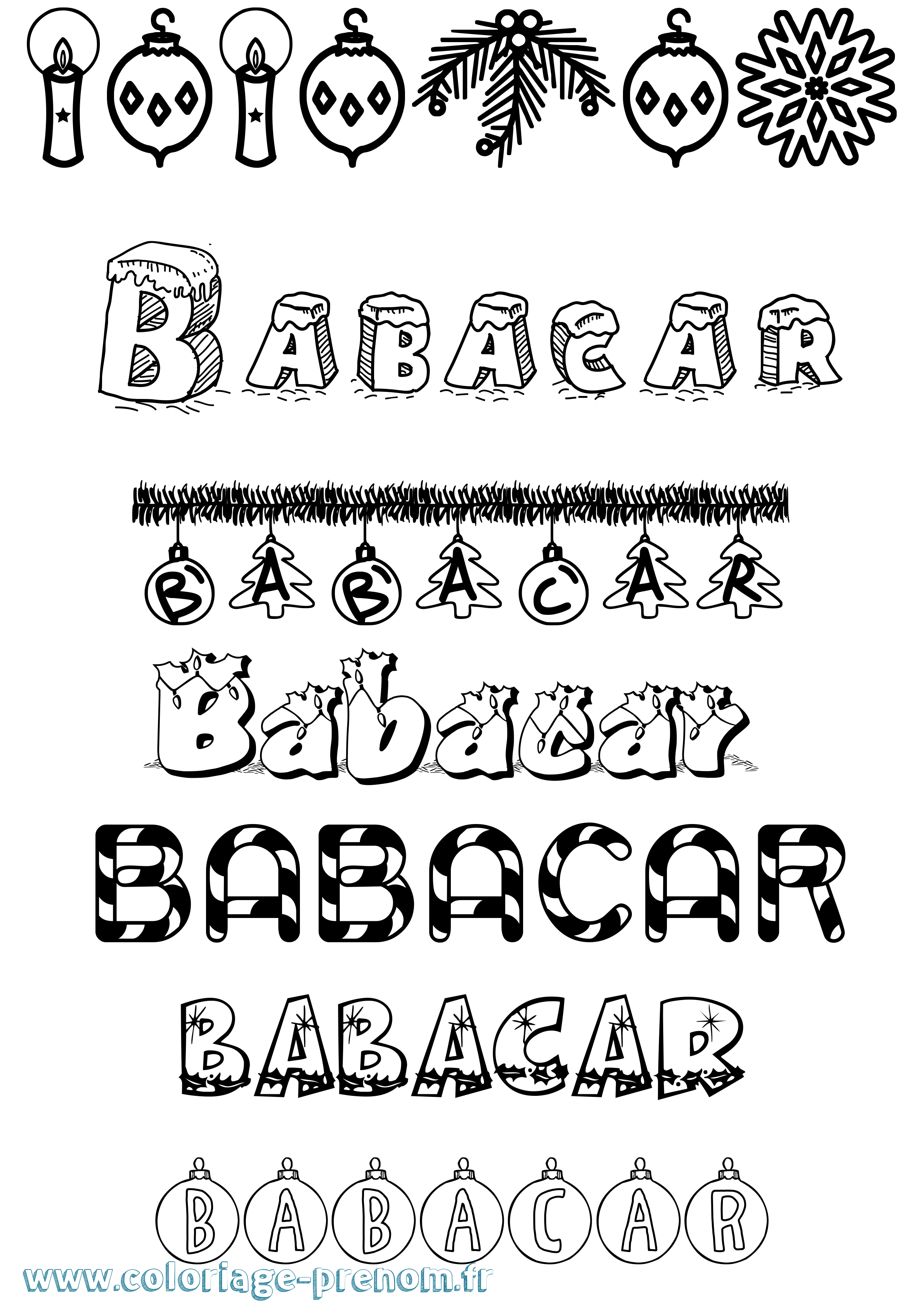 Coloriage prénom Babacar Noël