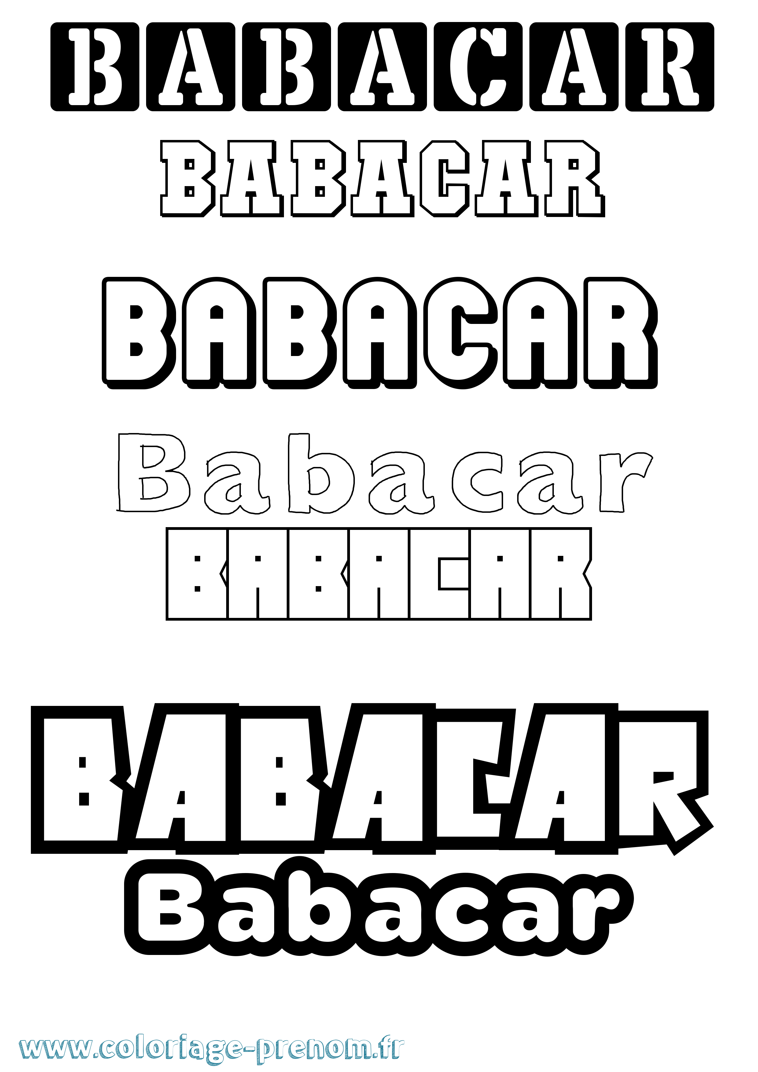 Coloriage prénom Babacar Simple