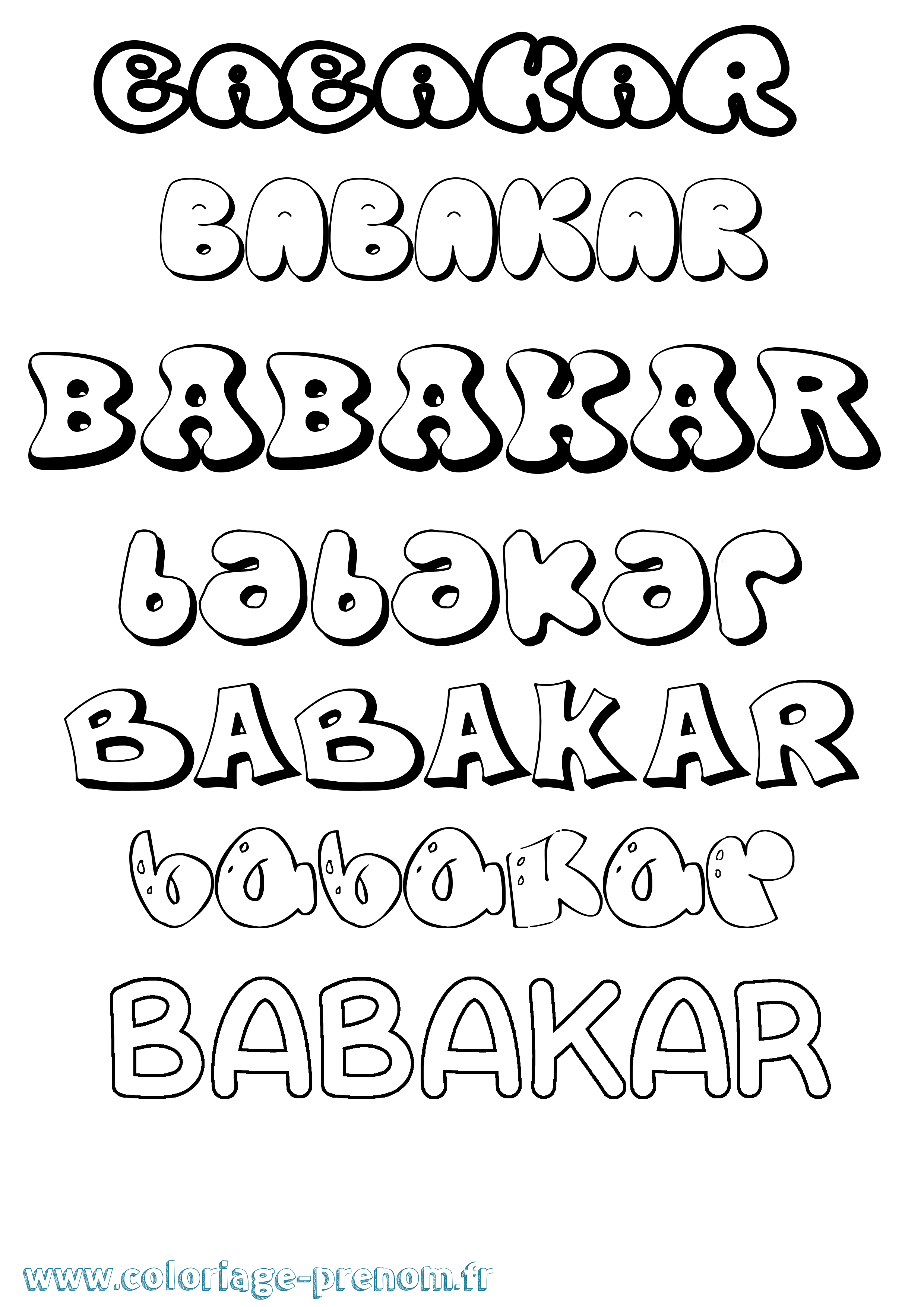 Coloriage Babakar Bubble Coloriage prénom Babakar Bubble