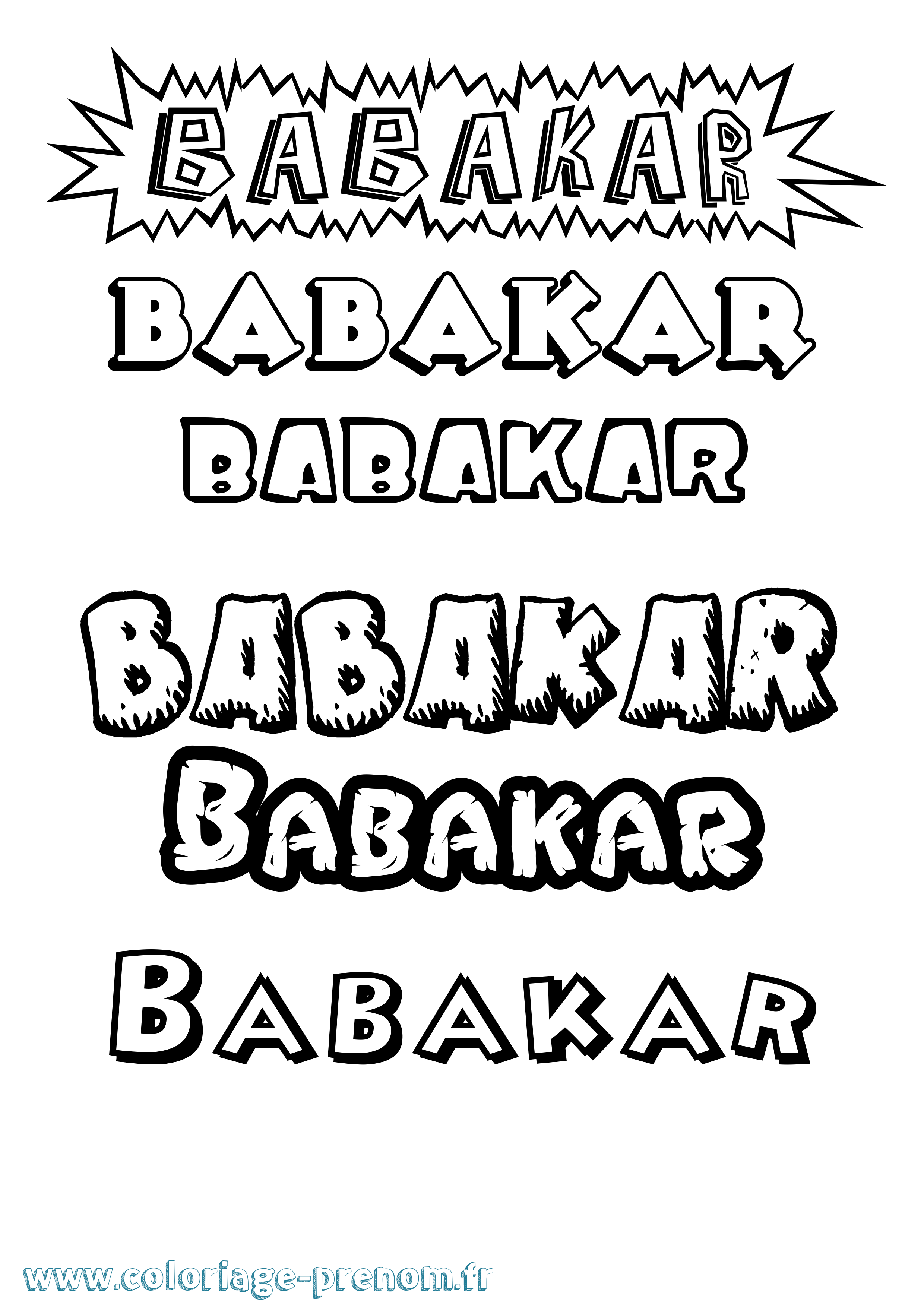 Coloriage Babakar Dessin Animé Coloriage prénom Babakar Dessin Animé