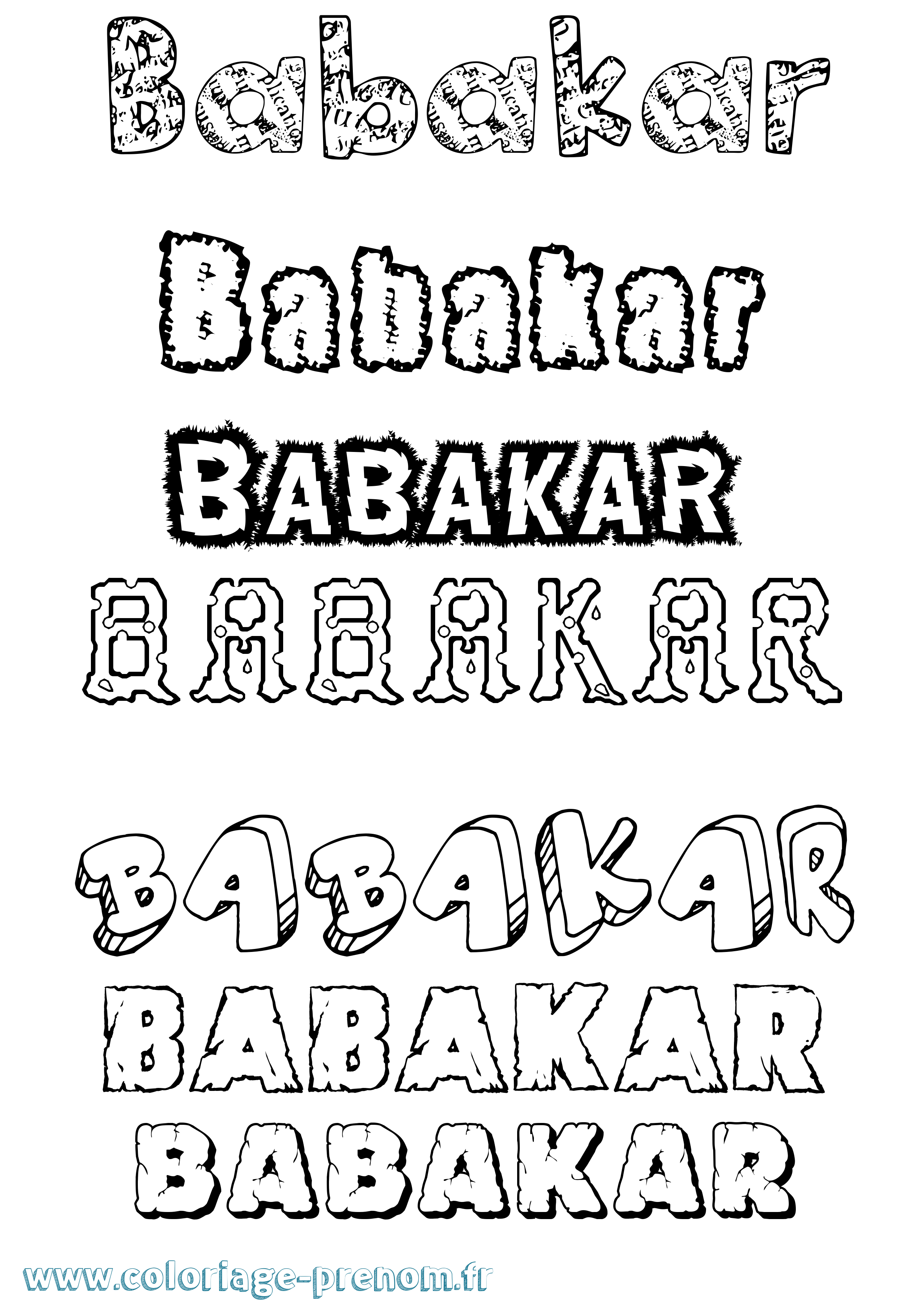 Coloriage Babakar Destructuré Coloriage prénom Babakar Destructuré