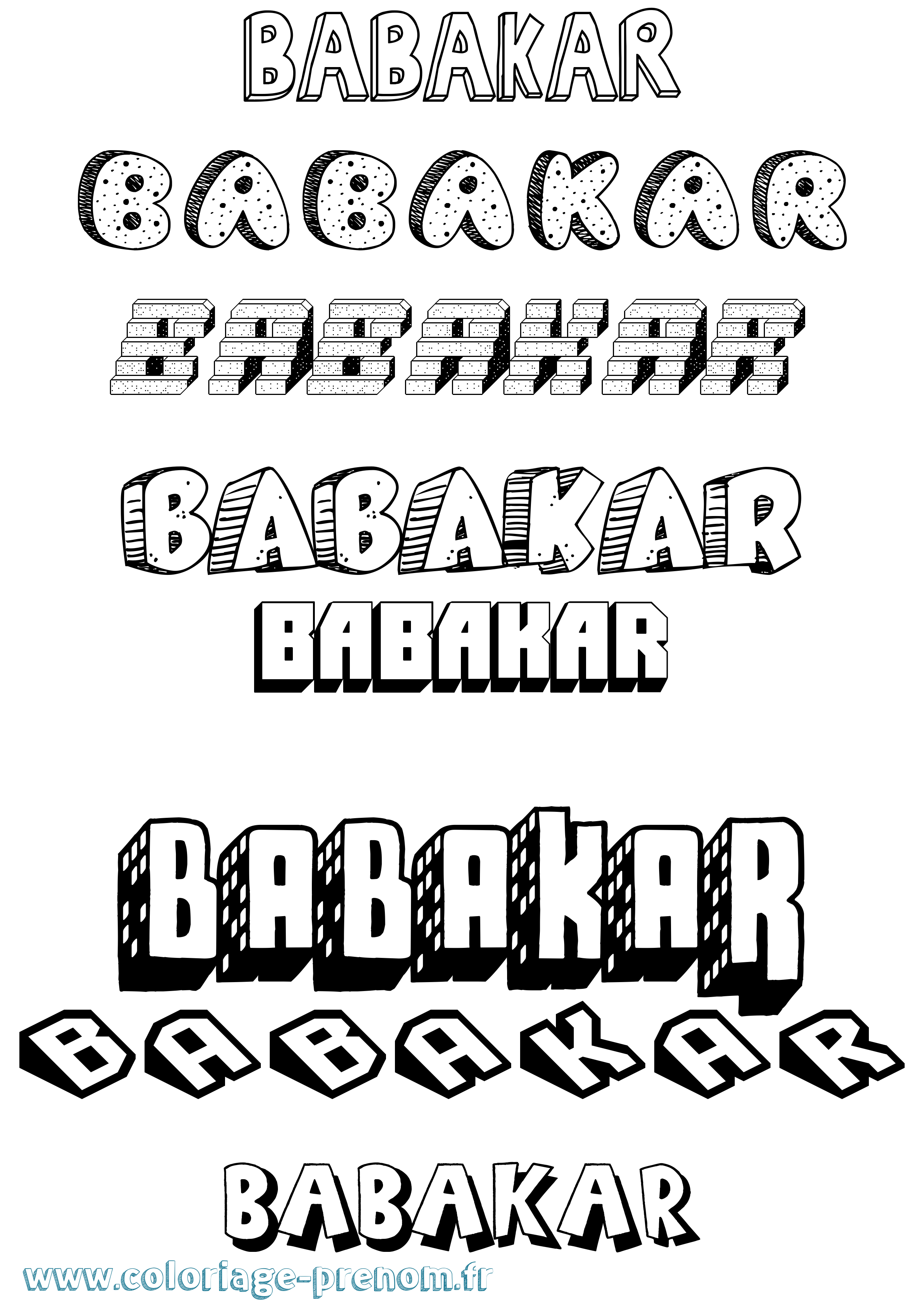 Coloriage Babakar Effet 3D Coloriage prénom Babakar Effet 3D
