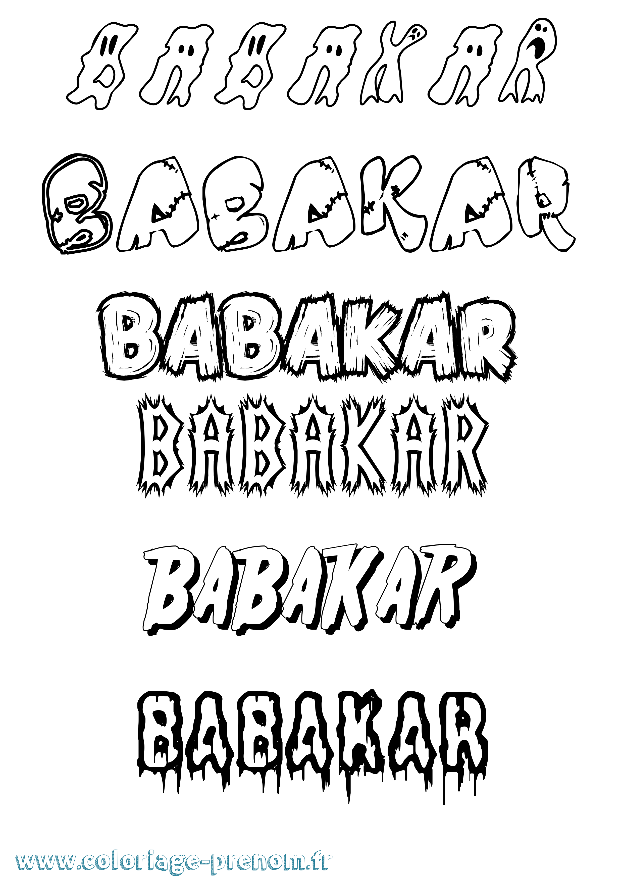 Coloriage Babakar Frisson Coloriage prénom Babakar Frisson