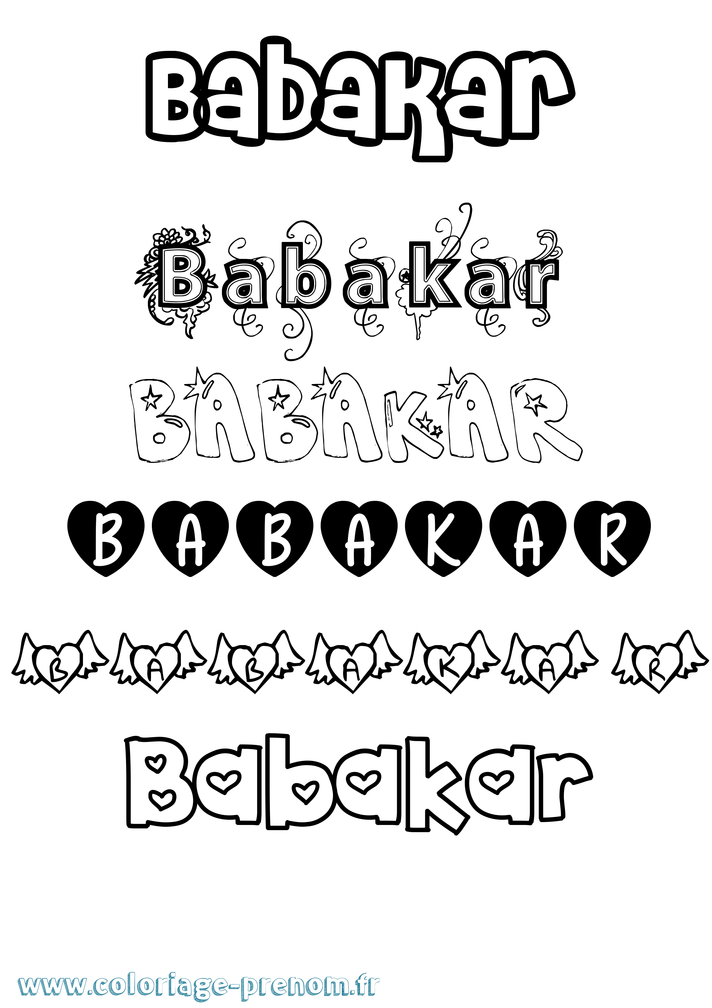Coloriage Babakar Girly Coloriage prénom Babakar Girly