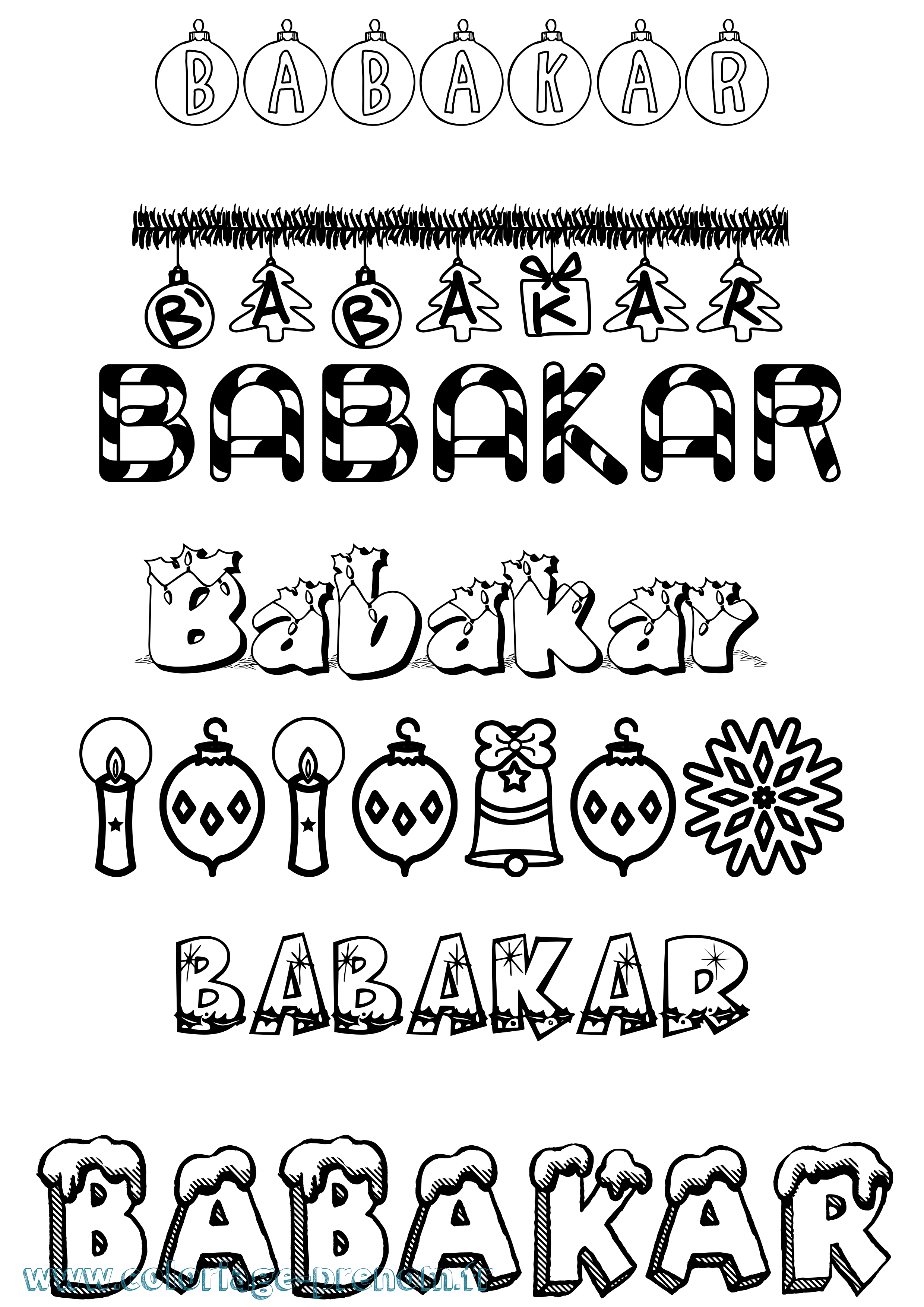 Coloriage Babakar Noël Coloriage prénom Babakar Noël
