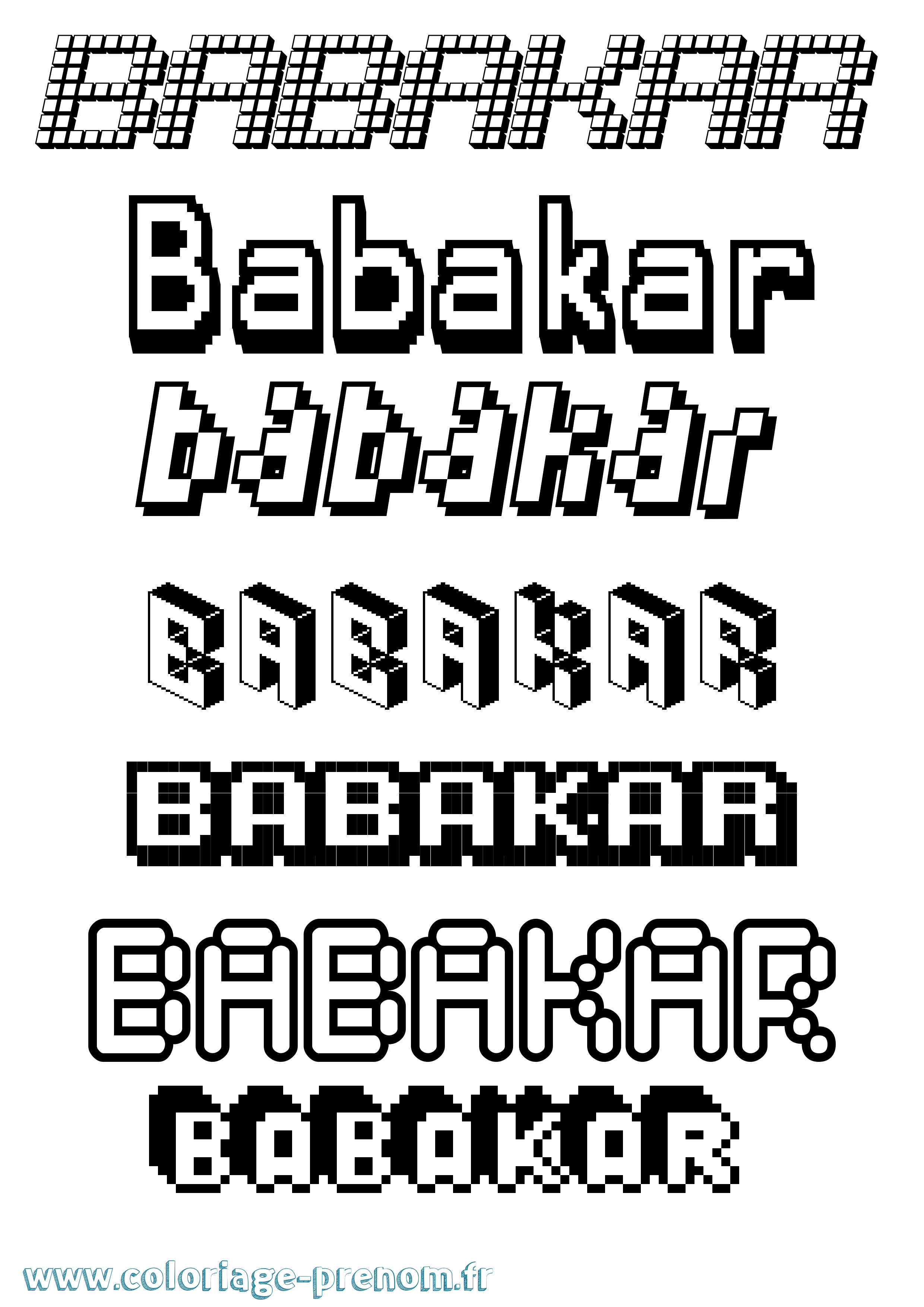 Coloriage Babakar Pixel Coloriage prénom Babakar Pixel