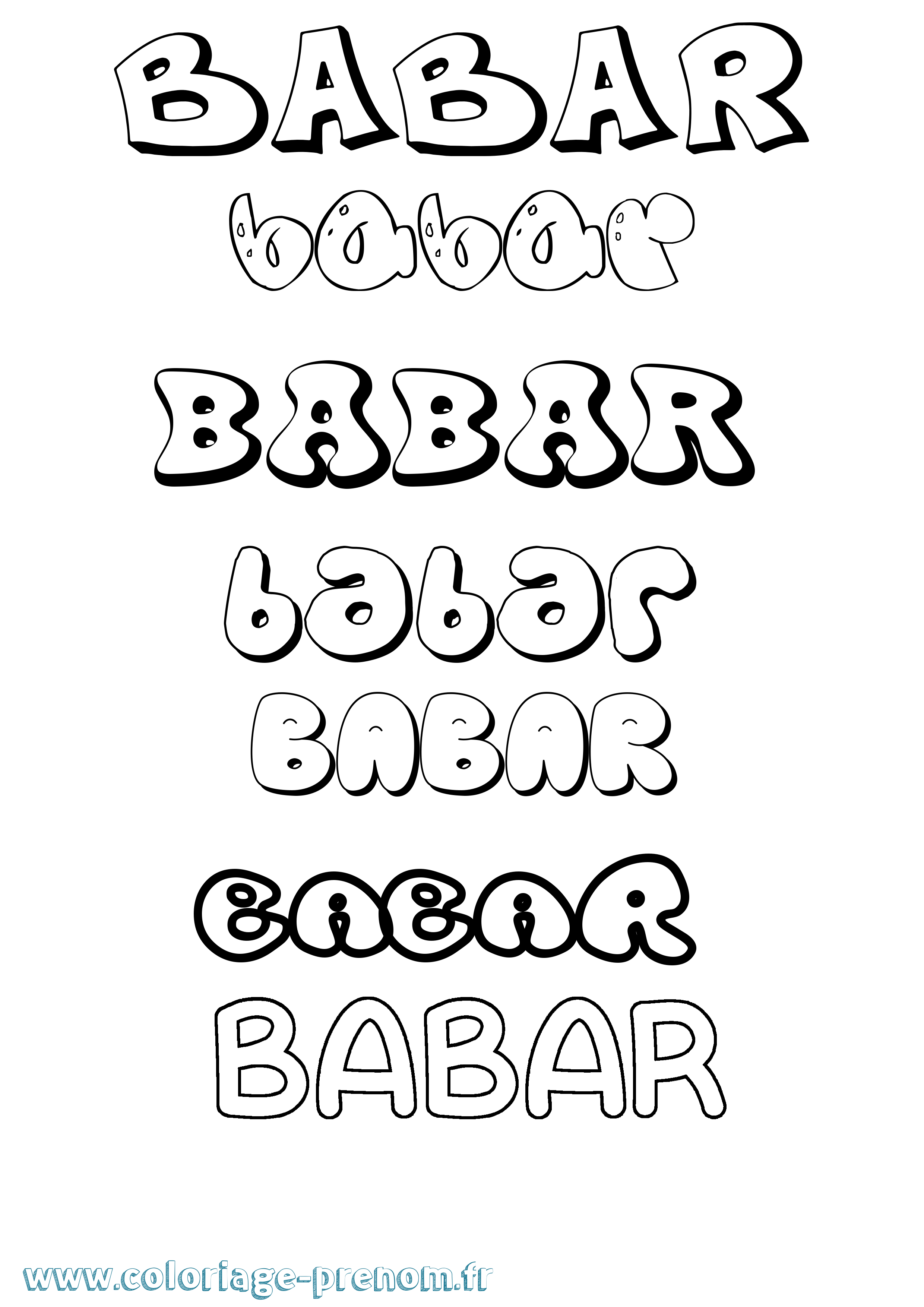 Coloriage Babar Bubble Coloriage prénom Babar Bubble