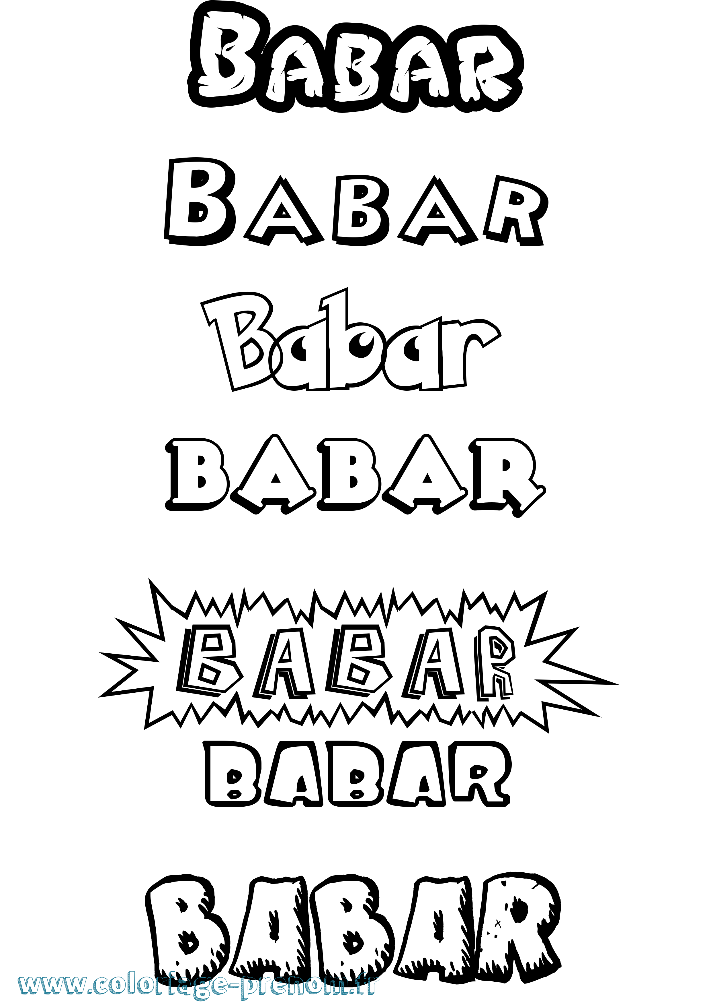 Coloriage Babar Dessin Animé Coloriage prénom Babar Dessin Animé